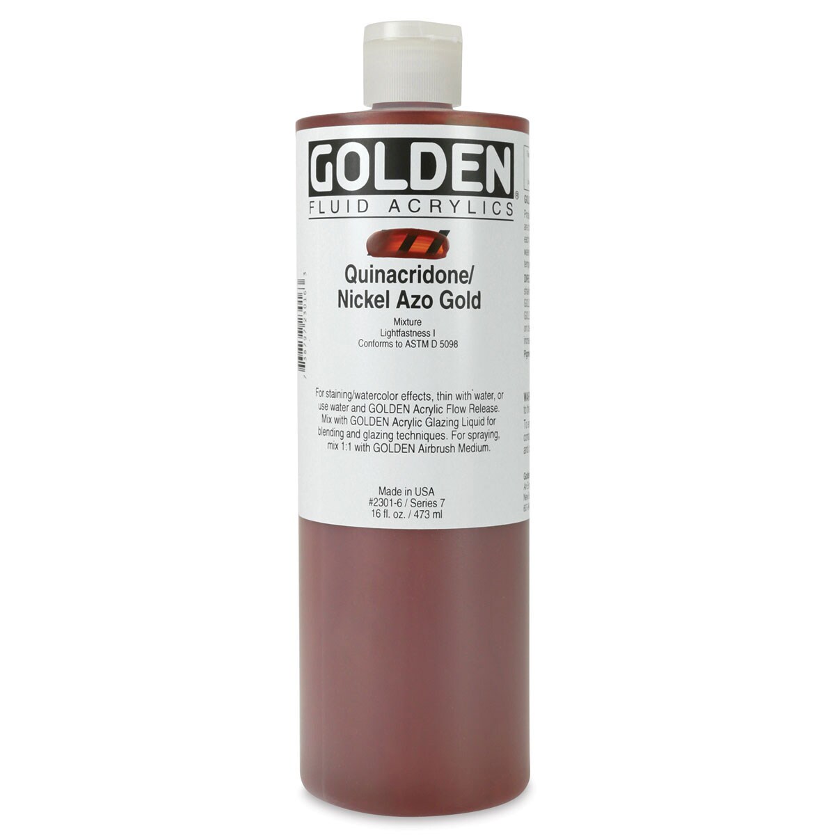 Golden Fluid Acrylics - Quinacridone/Nickel Azo Gold, 16 oz bottle