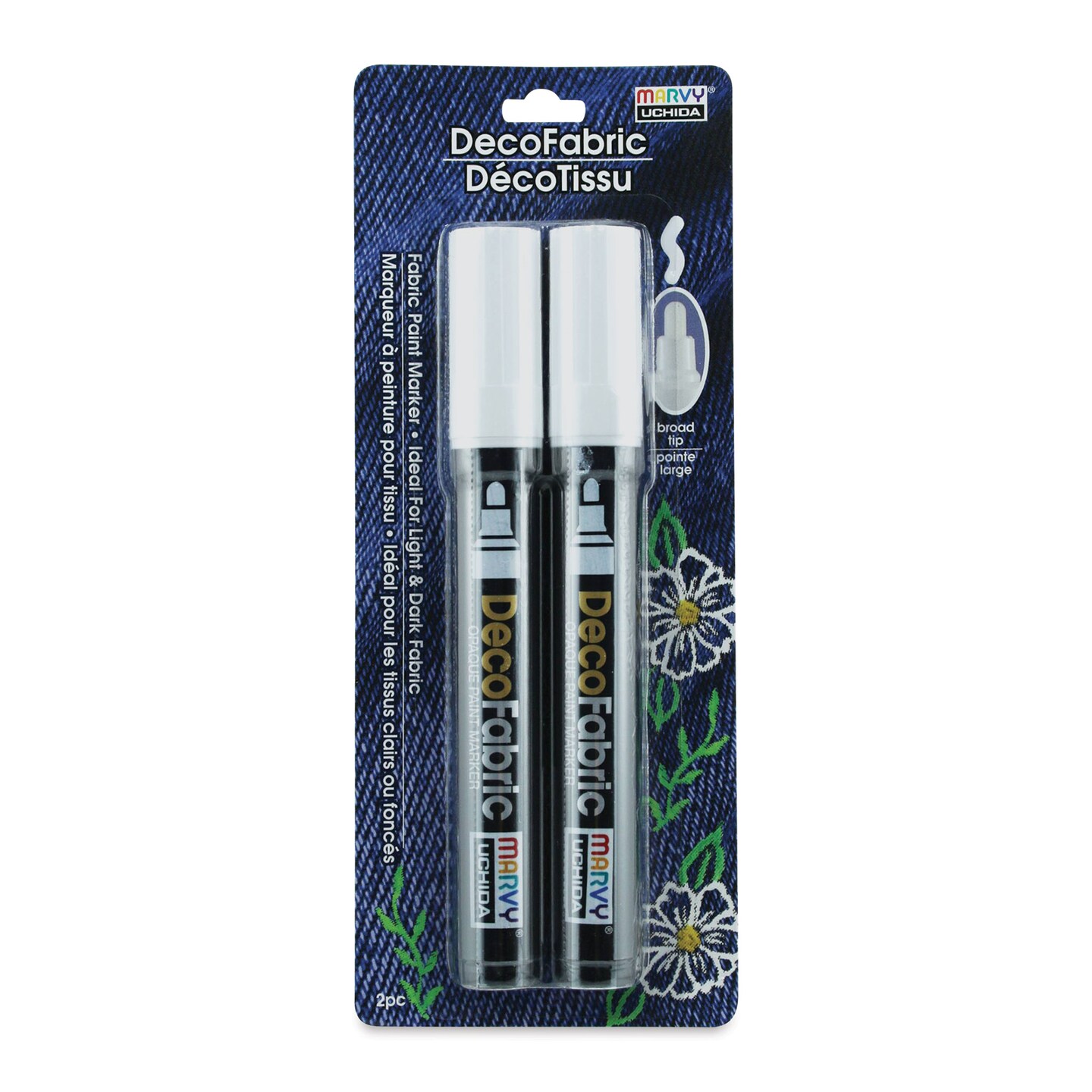 Marvy Uchida DecoFabric Opaque Paint Markers - White, Pkg of 2