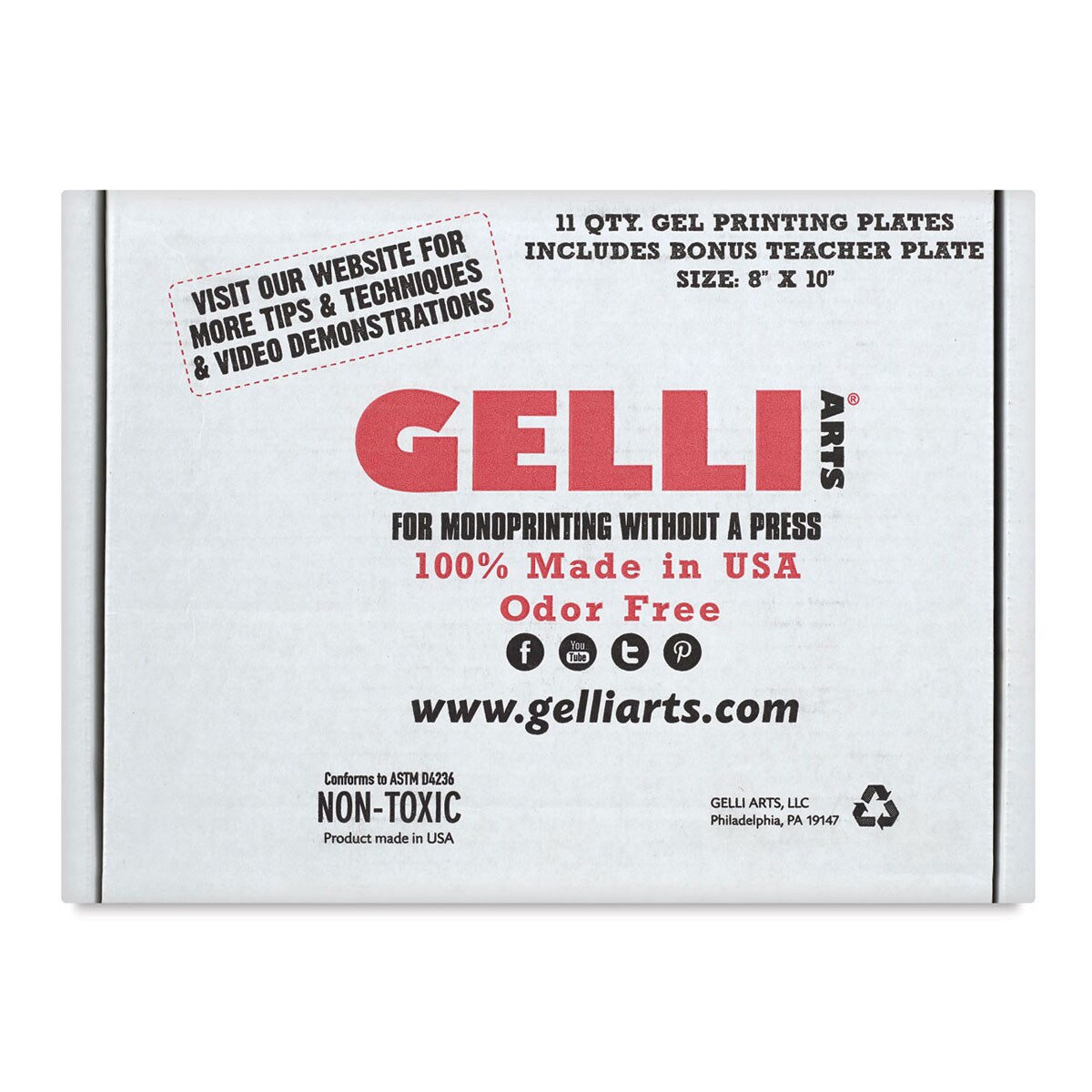 Gelli Arts Gel Printing Plates - Class Pack, 8&#x22; x 10&#x22;, Rectangle, Pkg of 11
