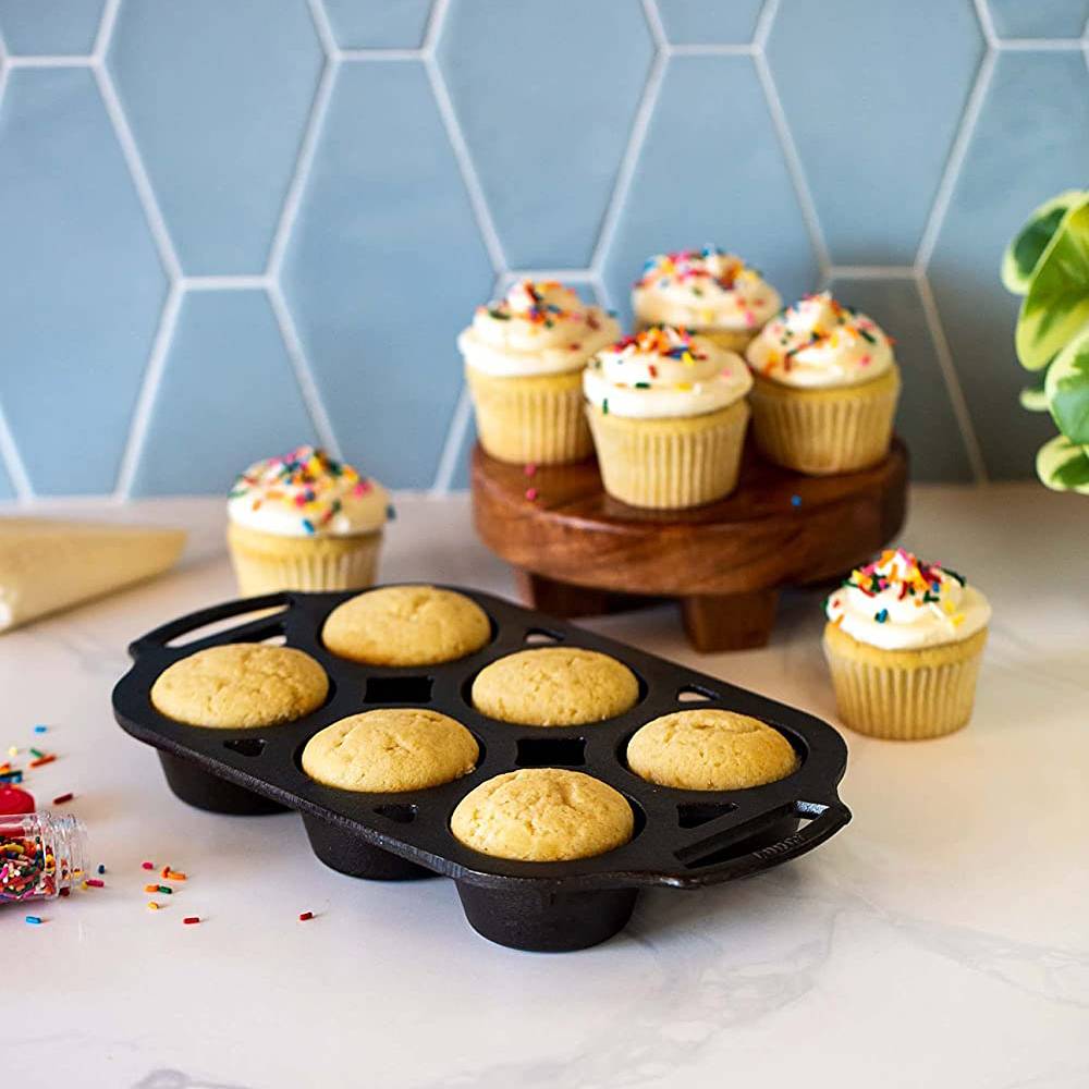 (3 pack) Lodge Cast Iron Muffin Pan, 6 Cups - Thumbnail 2