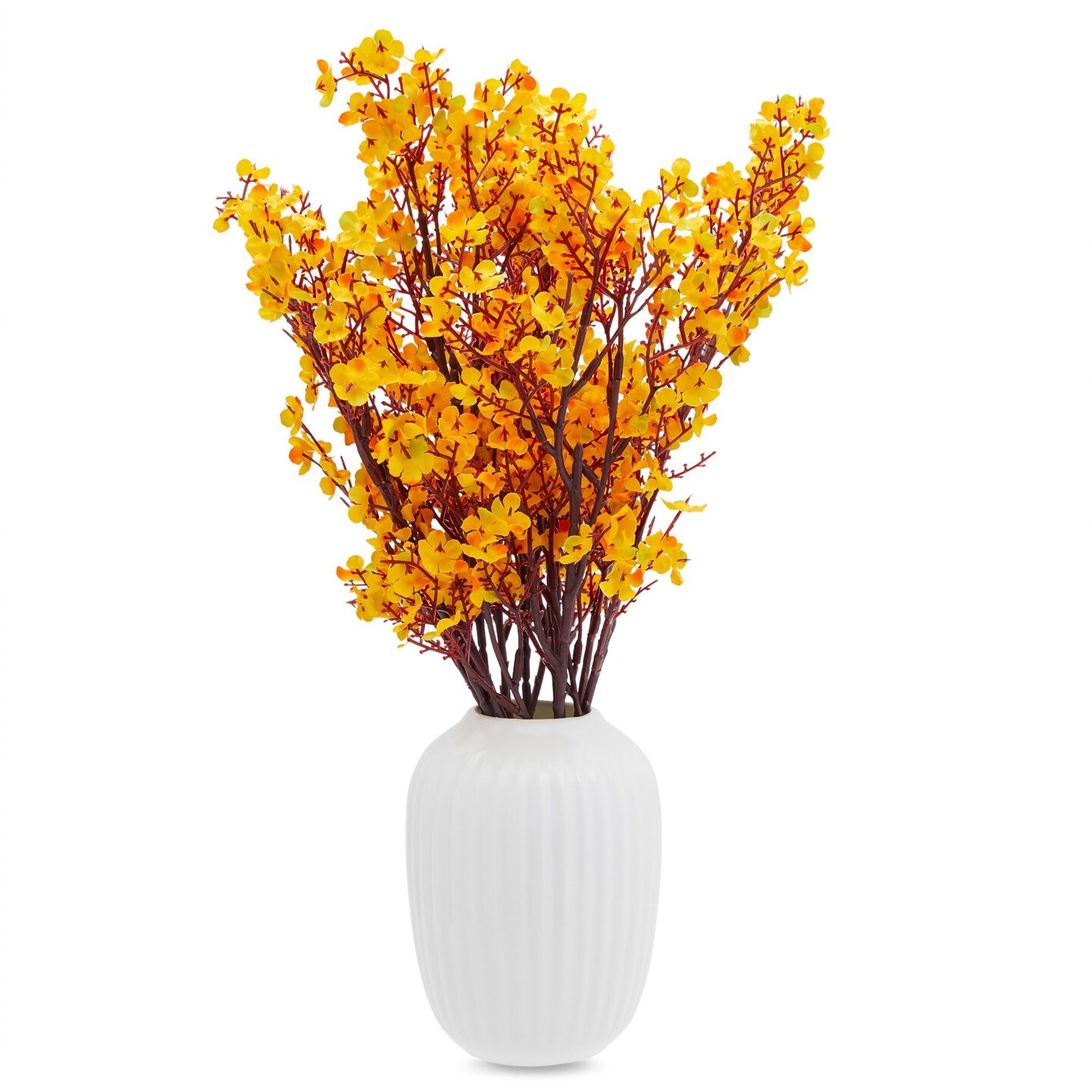 Silk Artificial Baby&#x27;s Breath Flowers with Stem, Orange Babies Breath Bouquets (20 In, 6 Pack)
