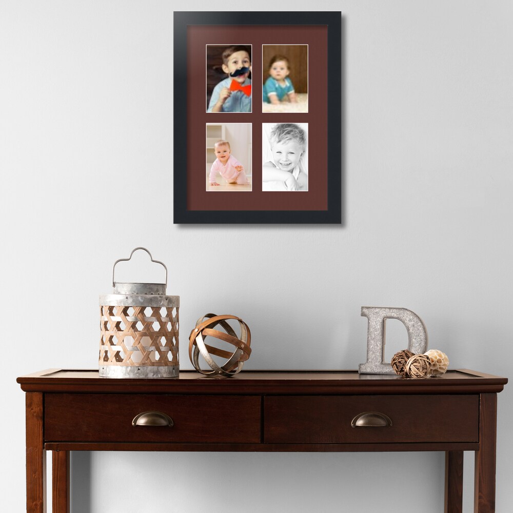 ArtToFrames Collage Photo Picture Frame with 4 - 4x6 inch Openings, Framed in Black with Over 62 Mat Color Options and Regular Glass (CSM-3926-2)