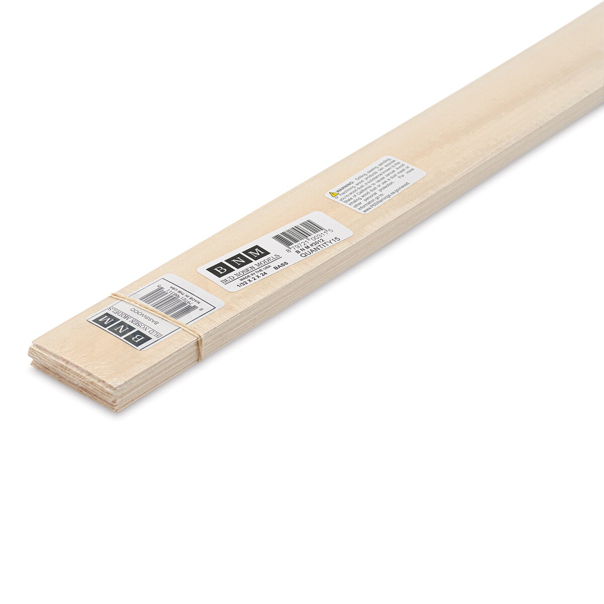 Bud Nosen Basswood Sheets - 1/32&#x22; x 2&#x22; x 24&#x22;, 15 Sheets