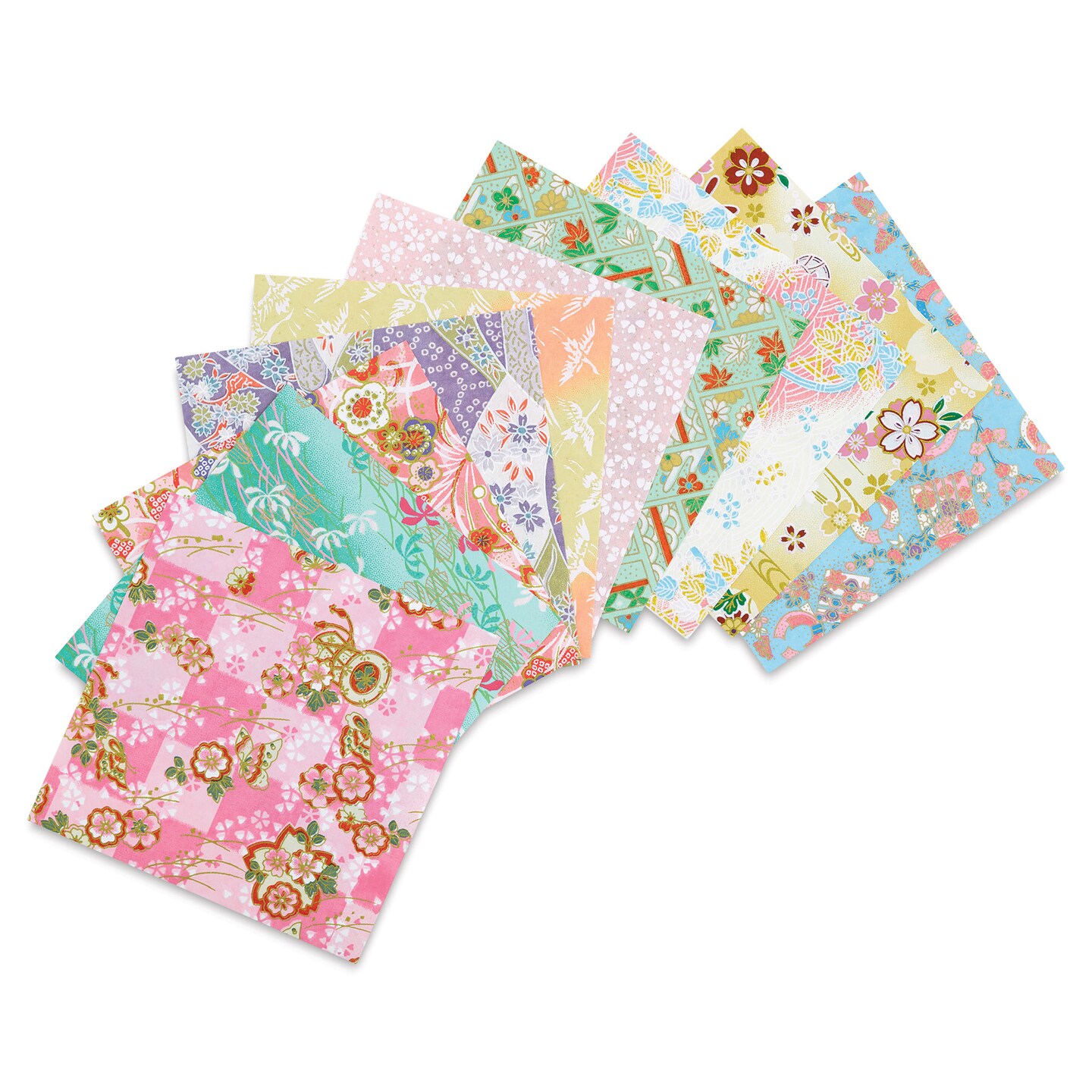 Yasutomo Yuzen Origami Papers - 4-5/8" x 4-5/8", Pastel, 10 Sheets