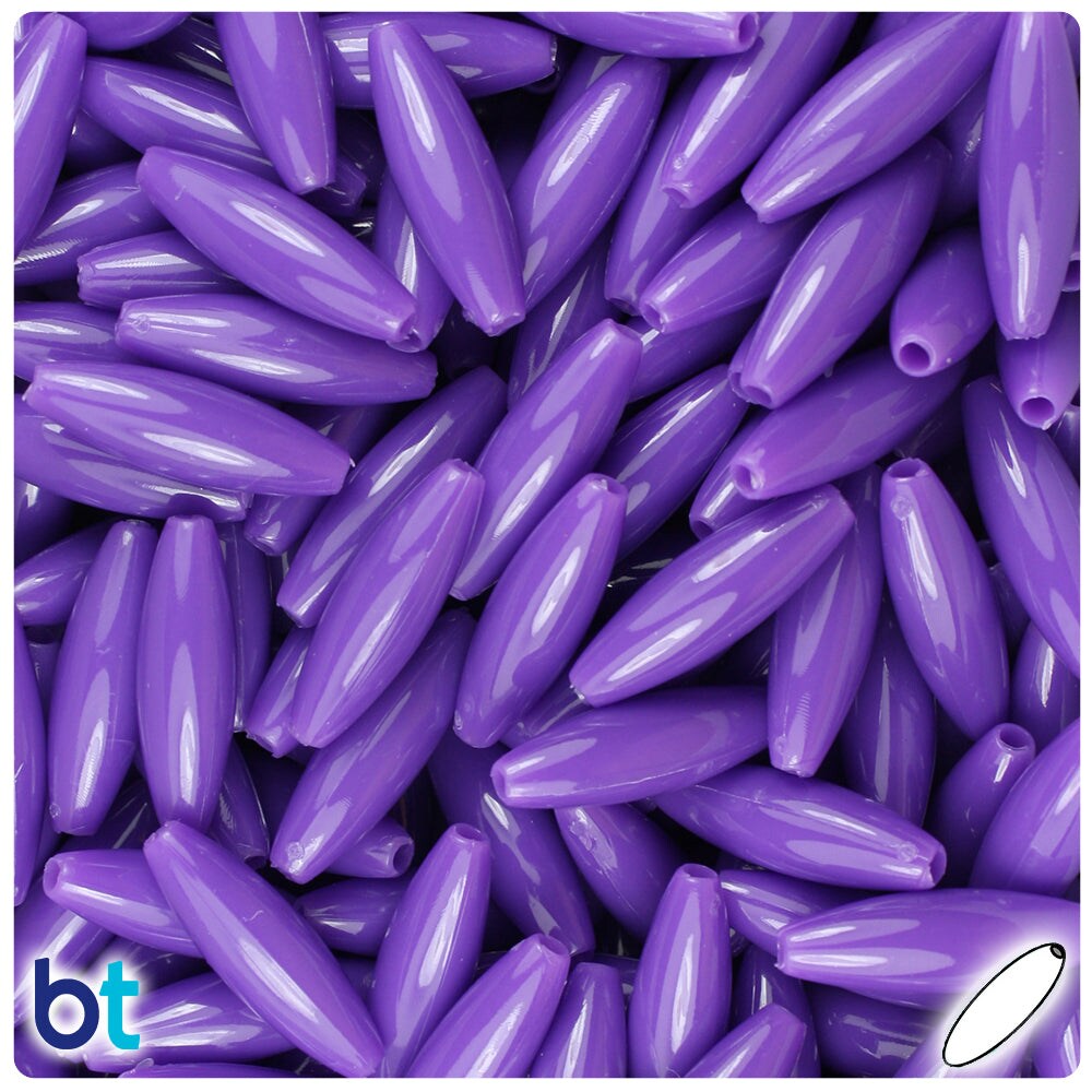BeadTin Dark Lilac Opaque 19mm Spaghetti Plastic Craft Beads (150pcs)