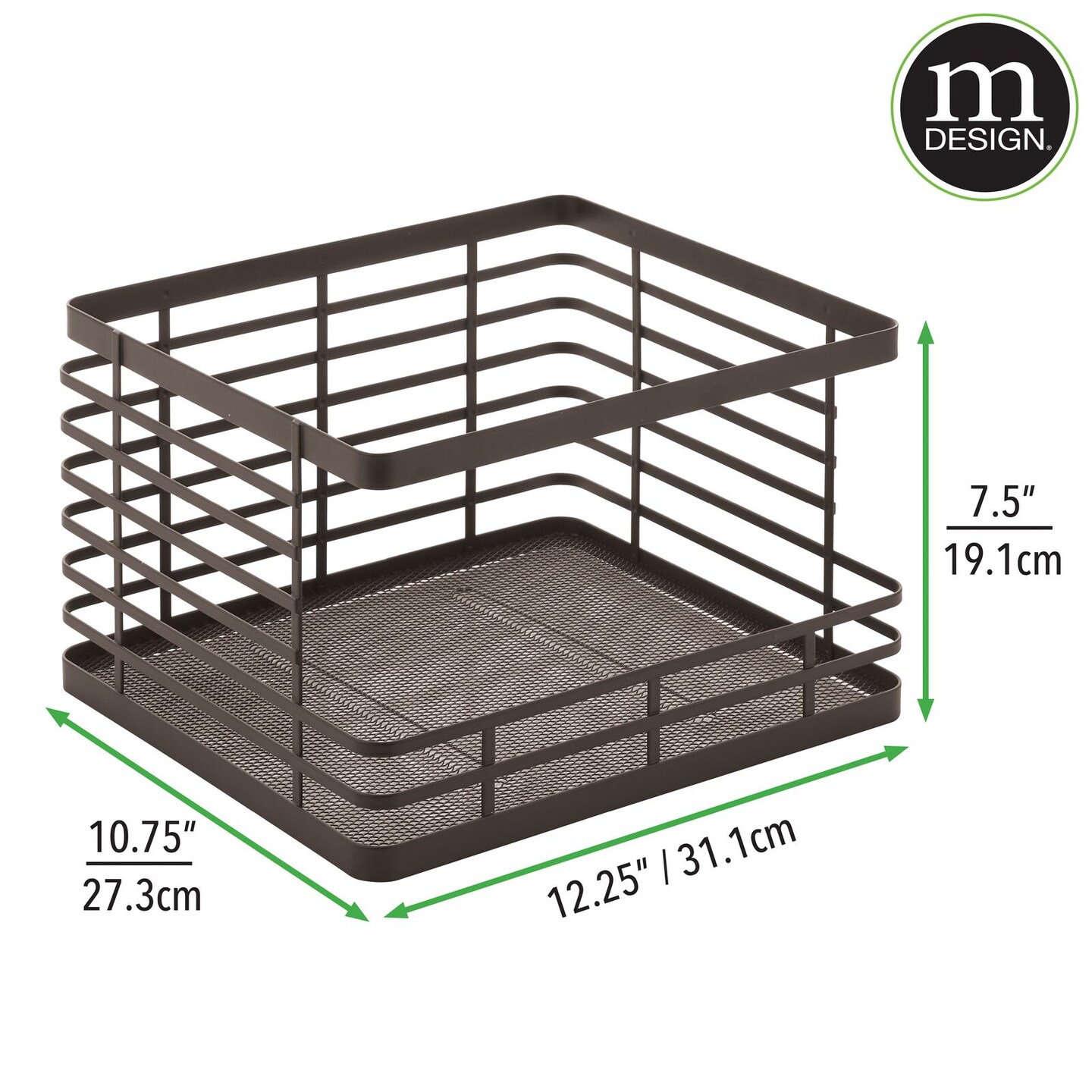 mDesign Stackable Food Organizer Storage Basket, Open Front - 4 Pack