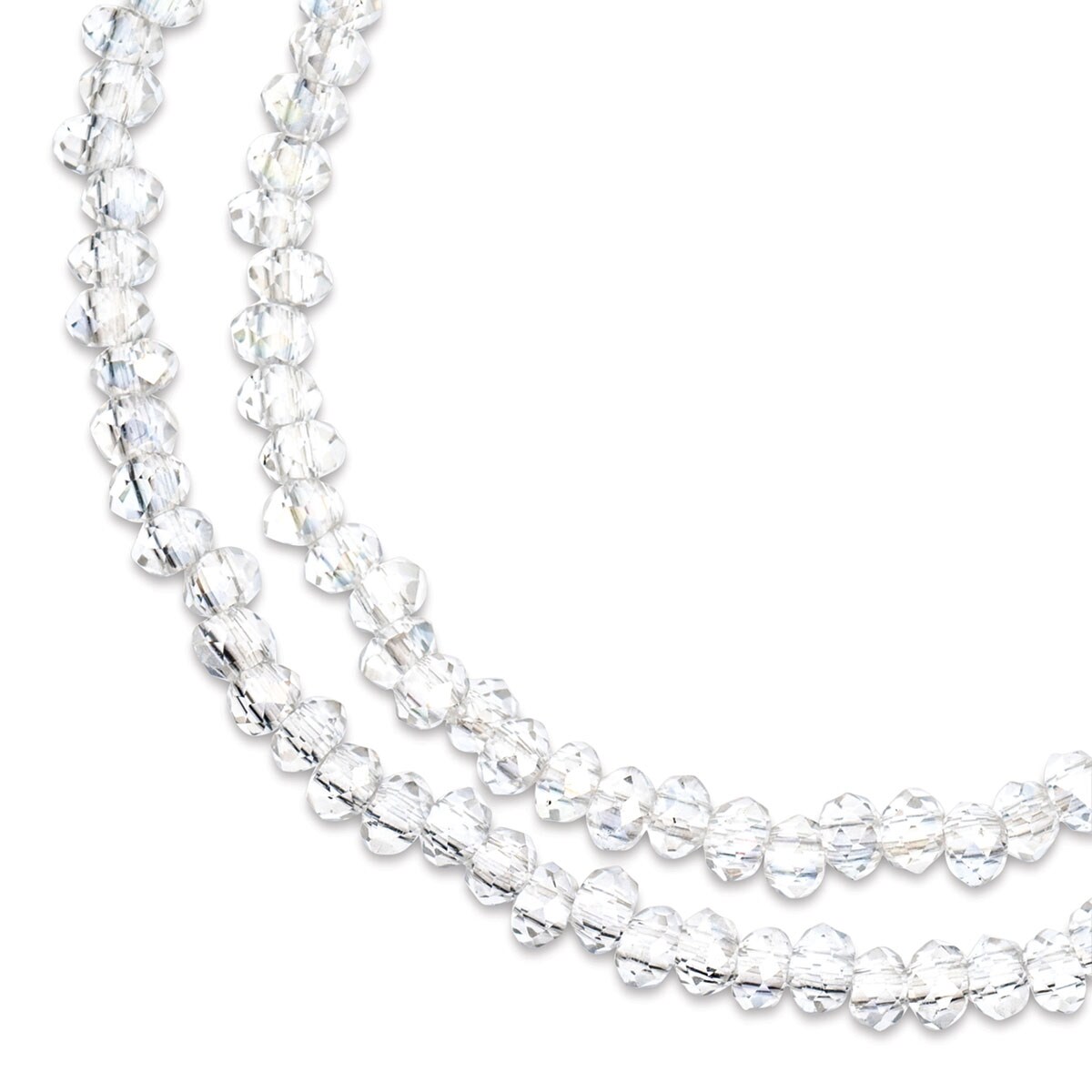 John Bead Crystal Lane Rondelle Bead Strands - Crystal, Transparent, AB, 7&#x22;