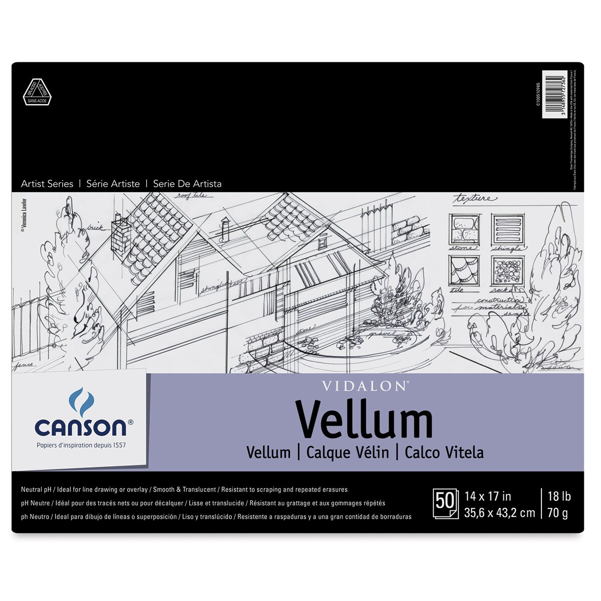 Canson Vidalon Vellum - 14&#x22; x 17&#x22;, 50 Sheets