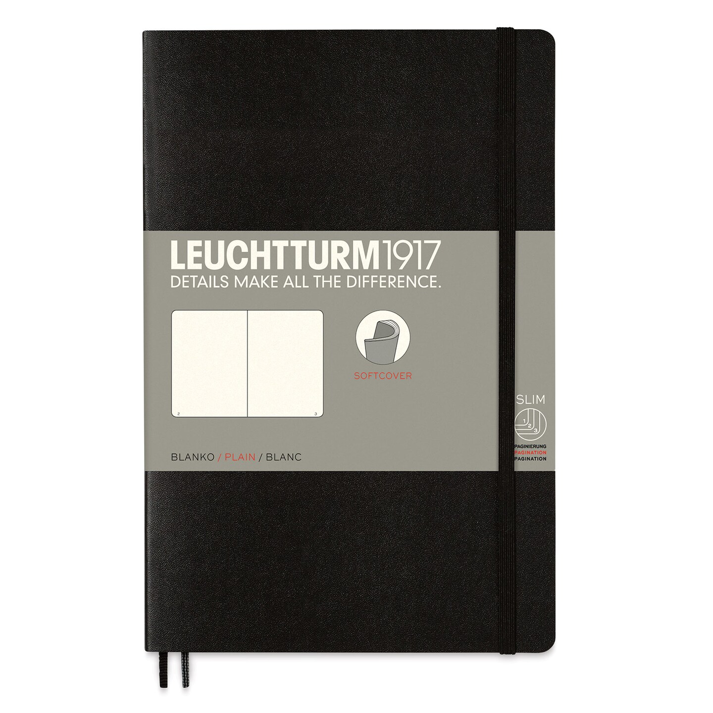Leuchtturm1917 Blank Softcover Notebook - Black, 5&#x22; x 7-1/2&#x22;