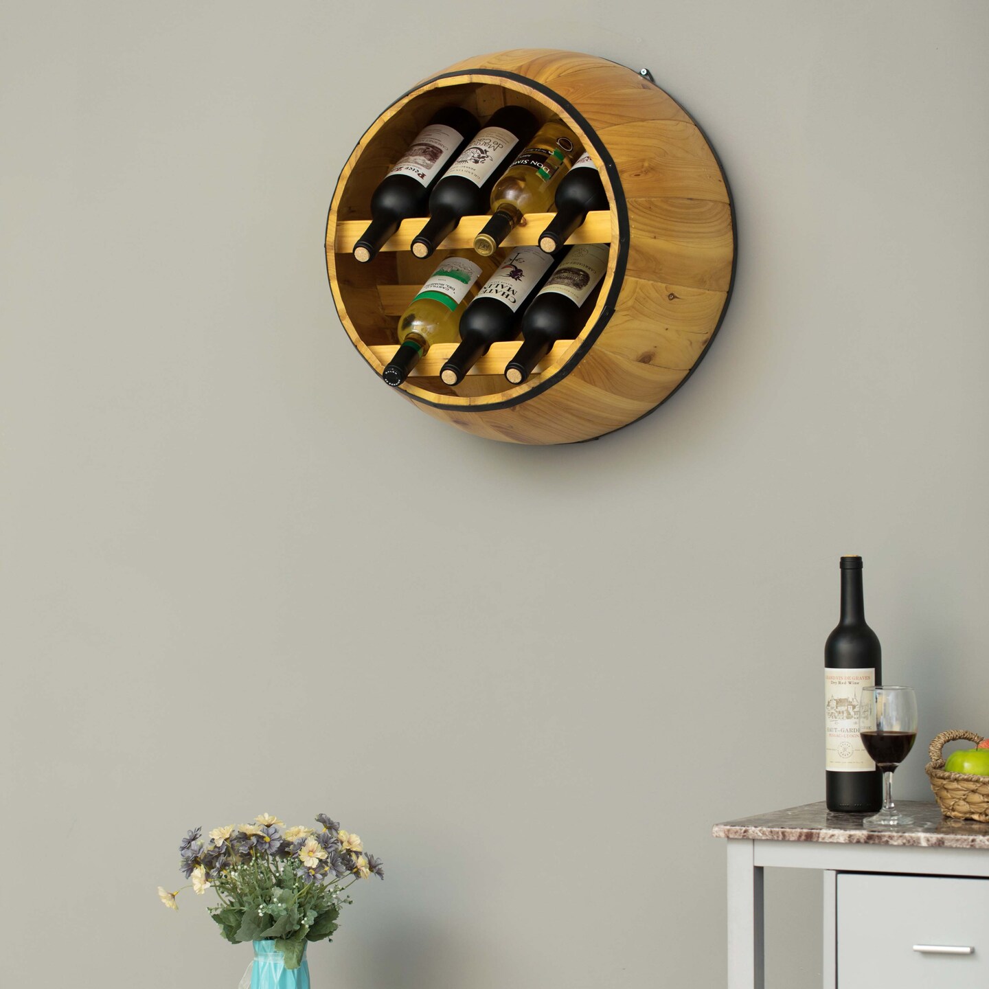 Wooden Hanging Wine Barrel Wine Rack