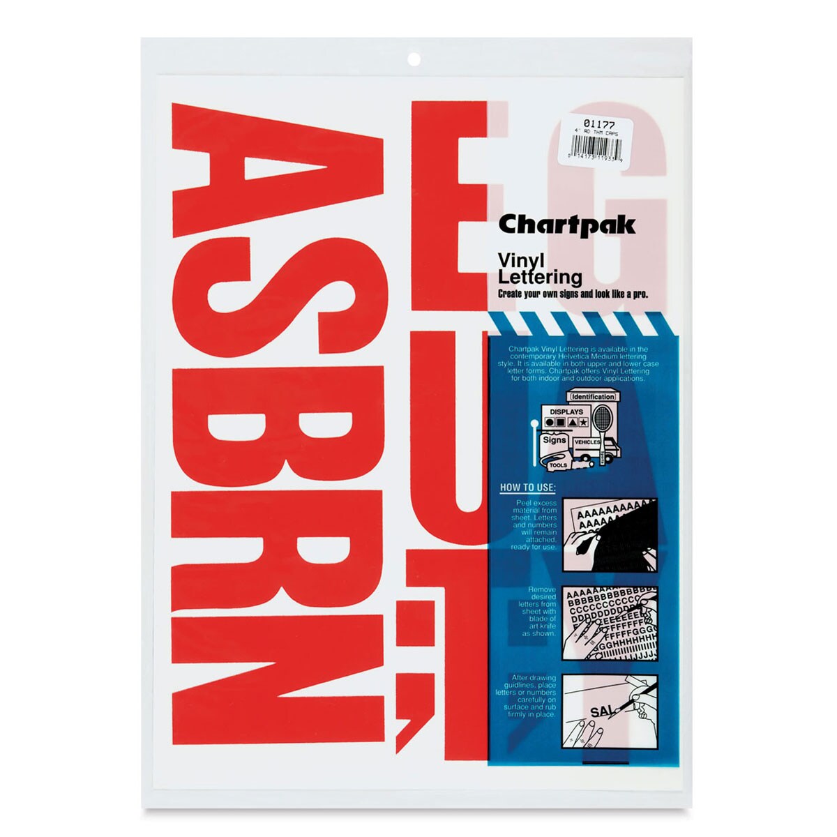 Chartpak Vinyl Letters &#x2013; 4&#x201D; Capital Letters, Red
