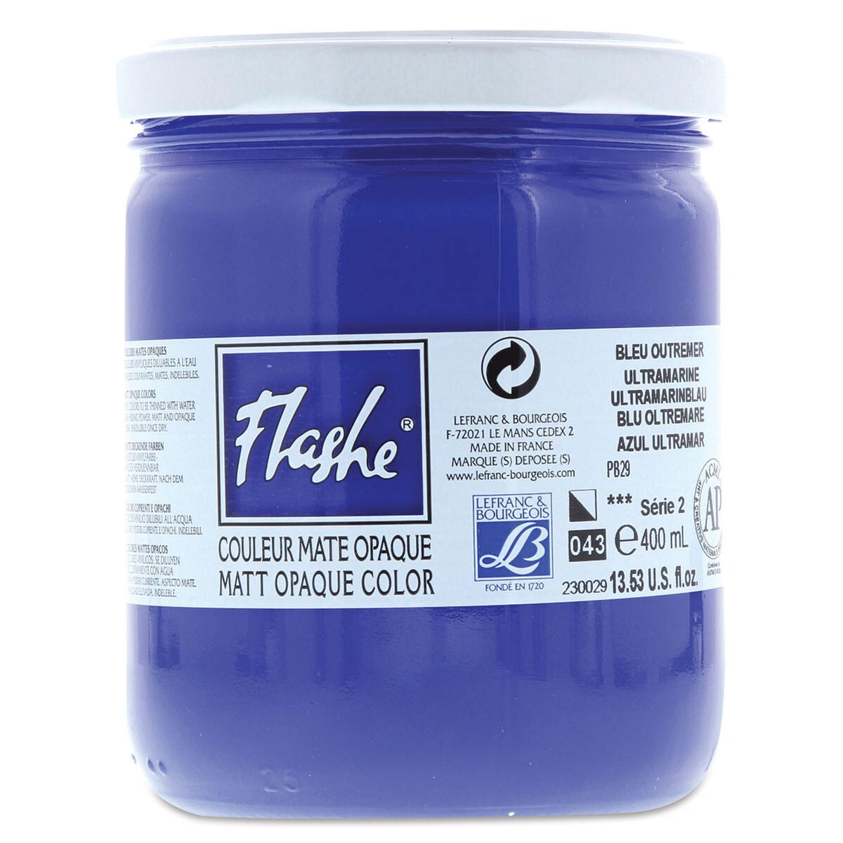 Lefranc & Bourgeois Flashe Vinyl Paint - Ultramarine Blue, 400 ml jar