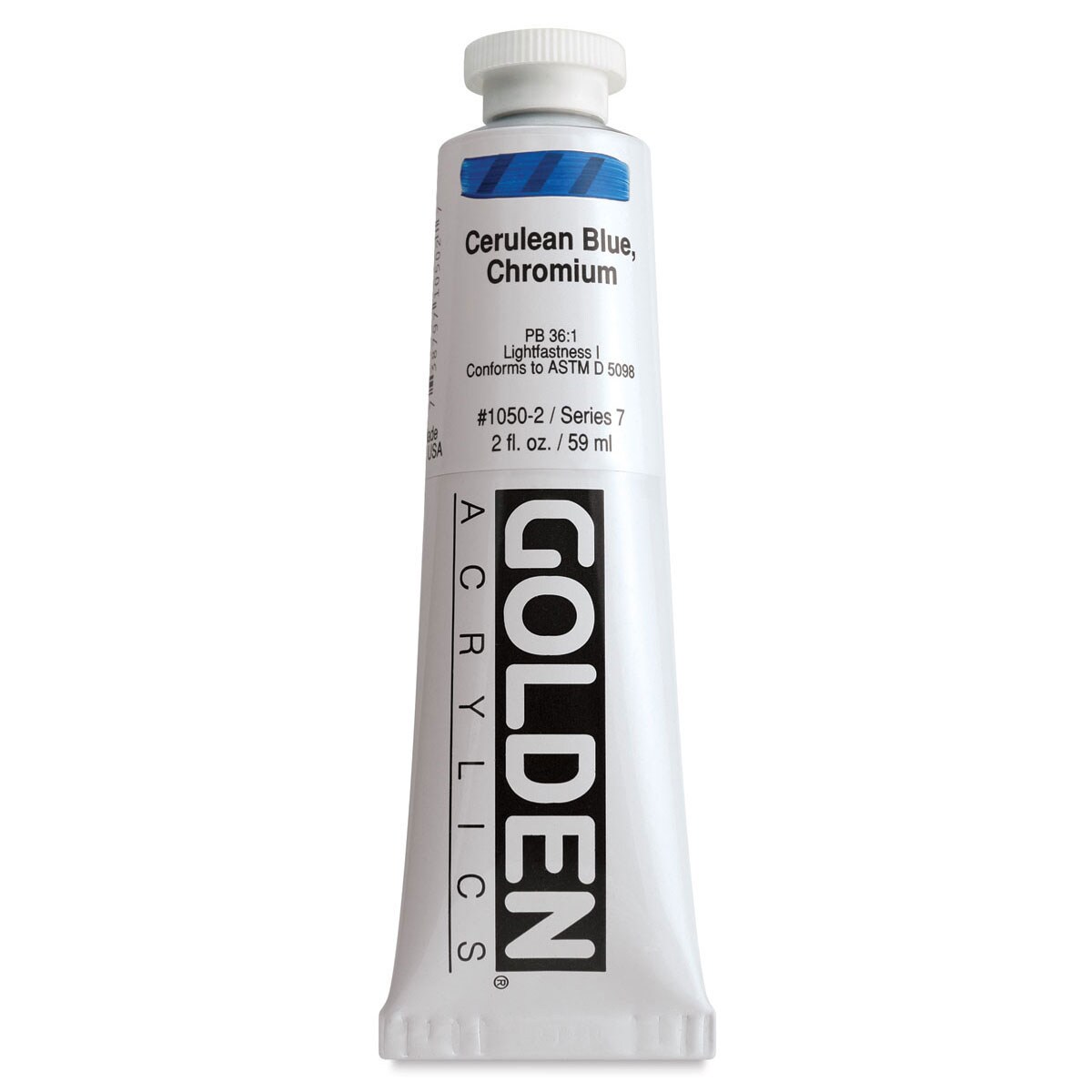 Golden Heavy Body Artist Acrylics - Cerulean Blue Chromium, 2 oz Tube