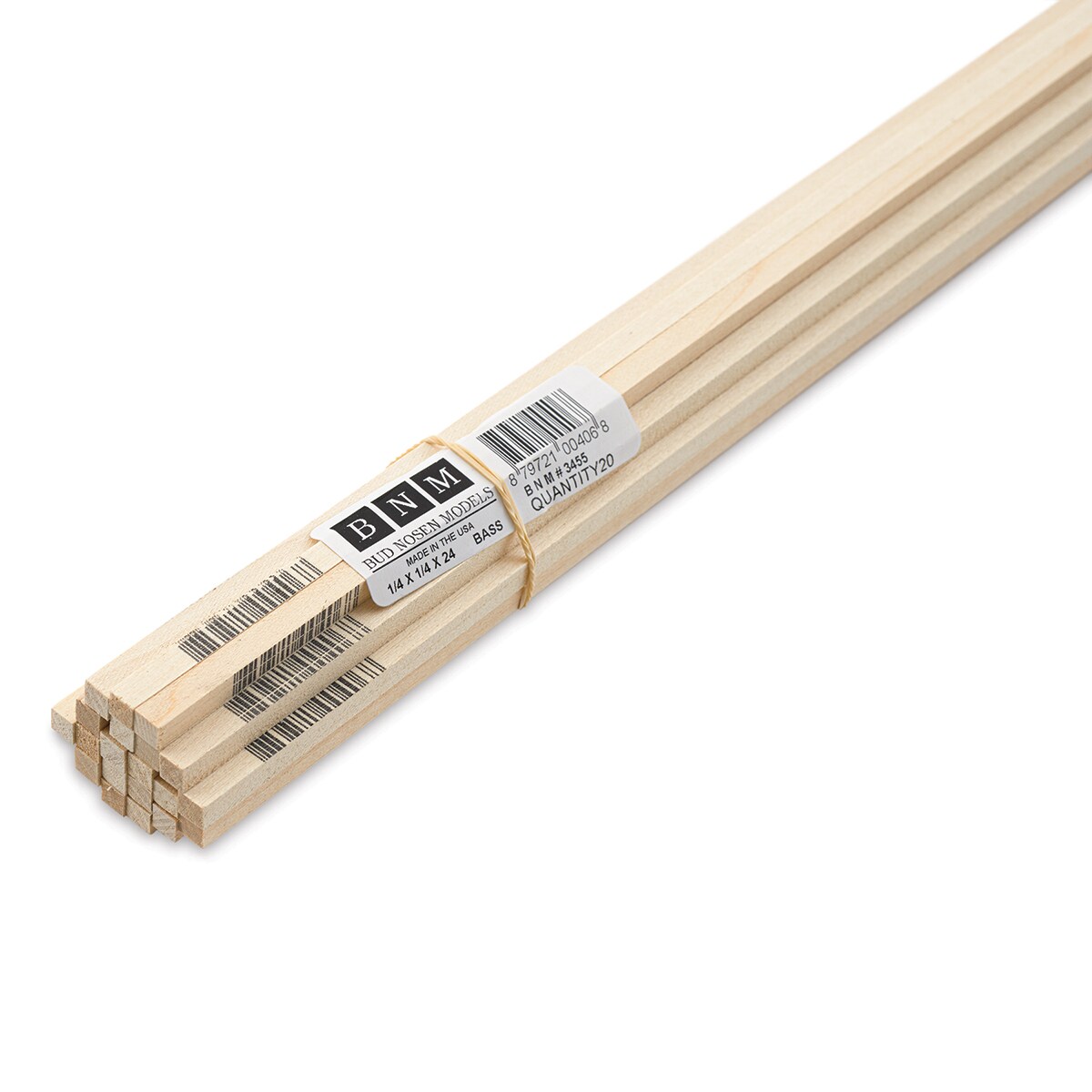 Bud Nosen Basswood Sticks - 1/4&#x22; x 1/4&#x22; x 24&#x22;, 20 Sticks