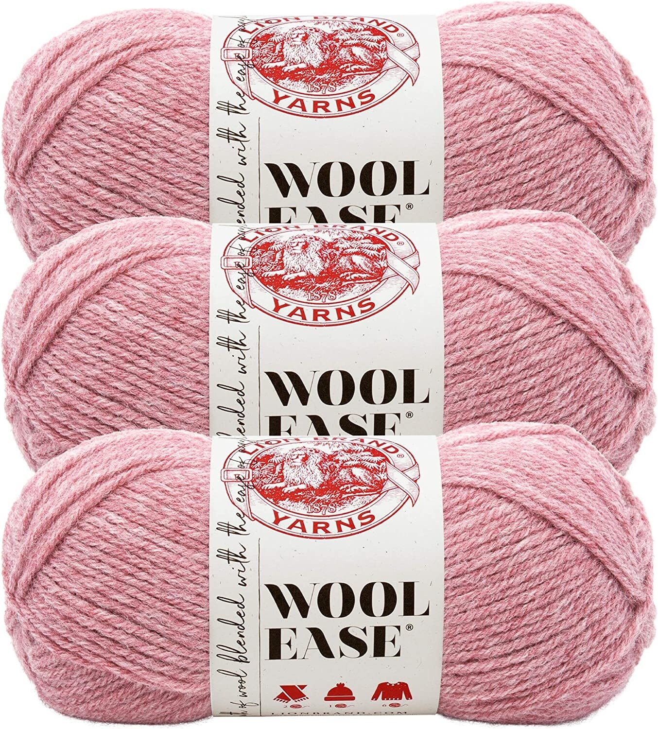 (Pack of 3) Lion Brand Wool-Ease Yarn -Rose Heather