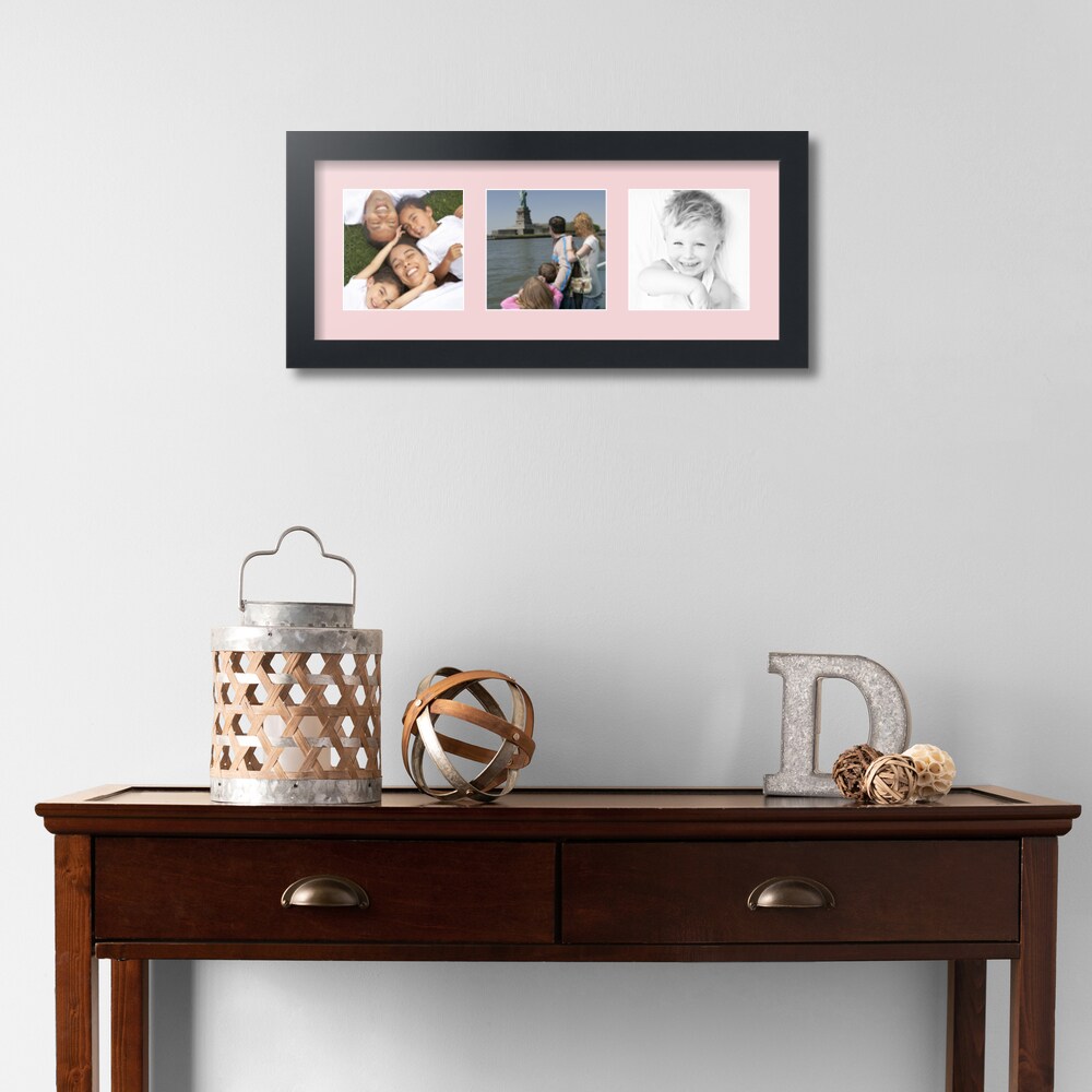 ArtToFrames Collage Photo Picture Frame with 3 - 5x5 inch Openings, Framed in Black with Over 62 Mat Color Options and Regular Glass (CSM-3926-95)