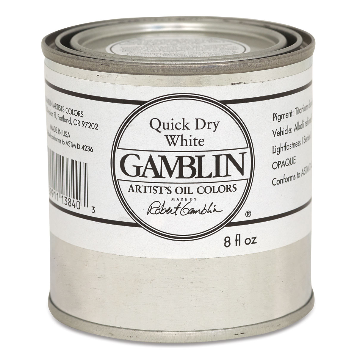 Gamblin Artist&#x27;s Oil Color - Quick Dry White, 8 oz Can