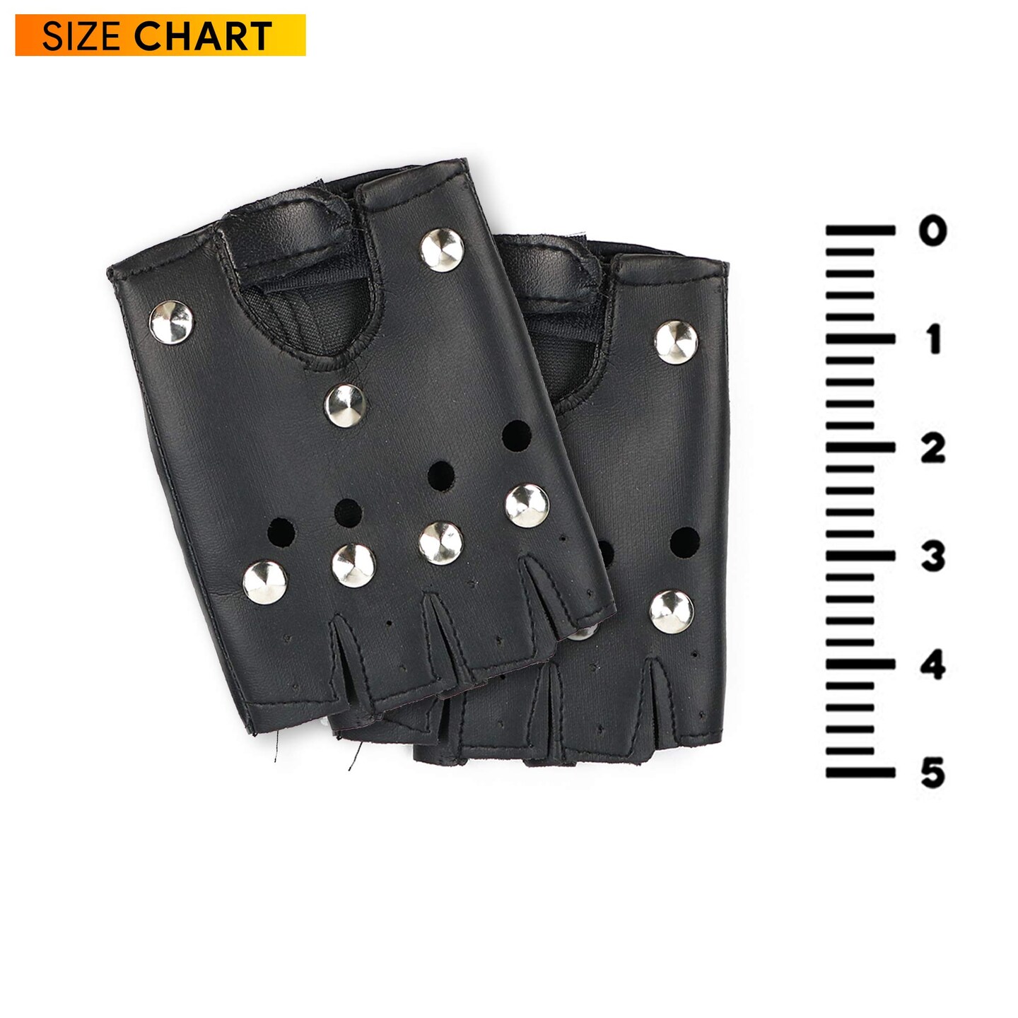 Gothic Fingerless Biker Gloves - 80s Style Black Leather Punk Biker Gloves  with Studs for Men Women and Kids | Michaels