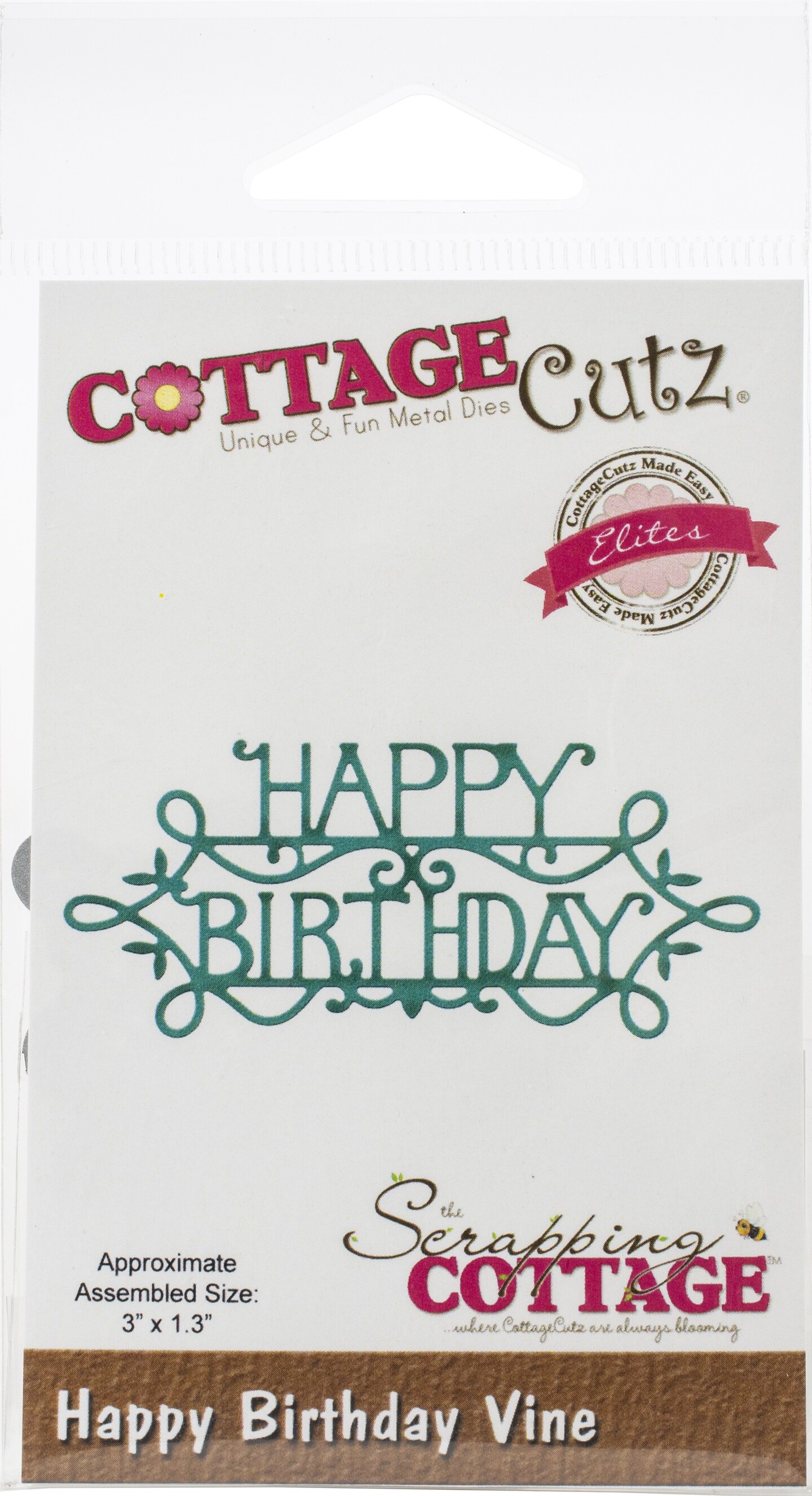 CottageCutz Elites Die-Happy Birthday Vine, 3&#x22;X1.3&#x22;