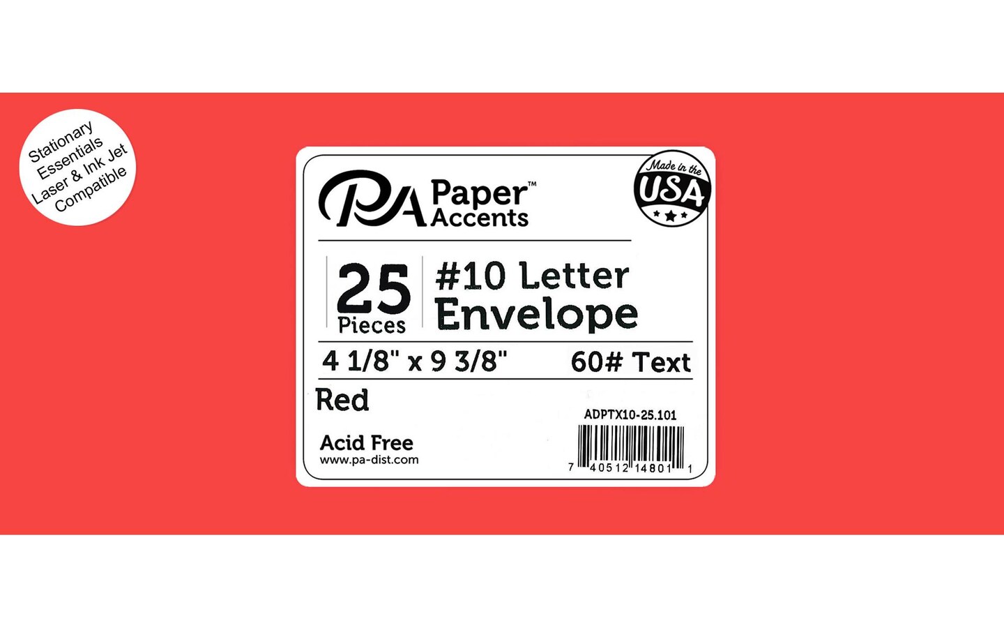 Envelope #10 Letter 25pc Red