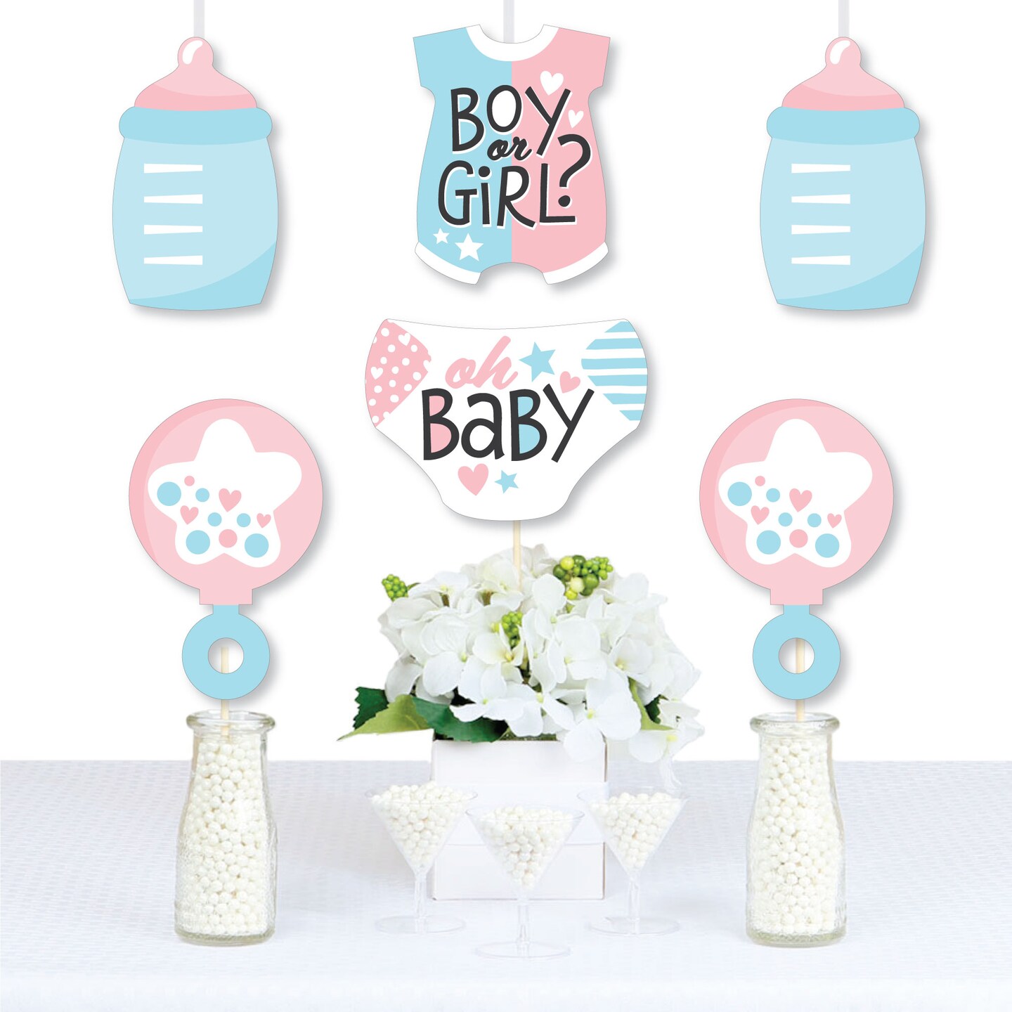 Baby Gender Reveal Decorations Set for Boy or Girl Party
