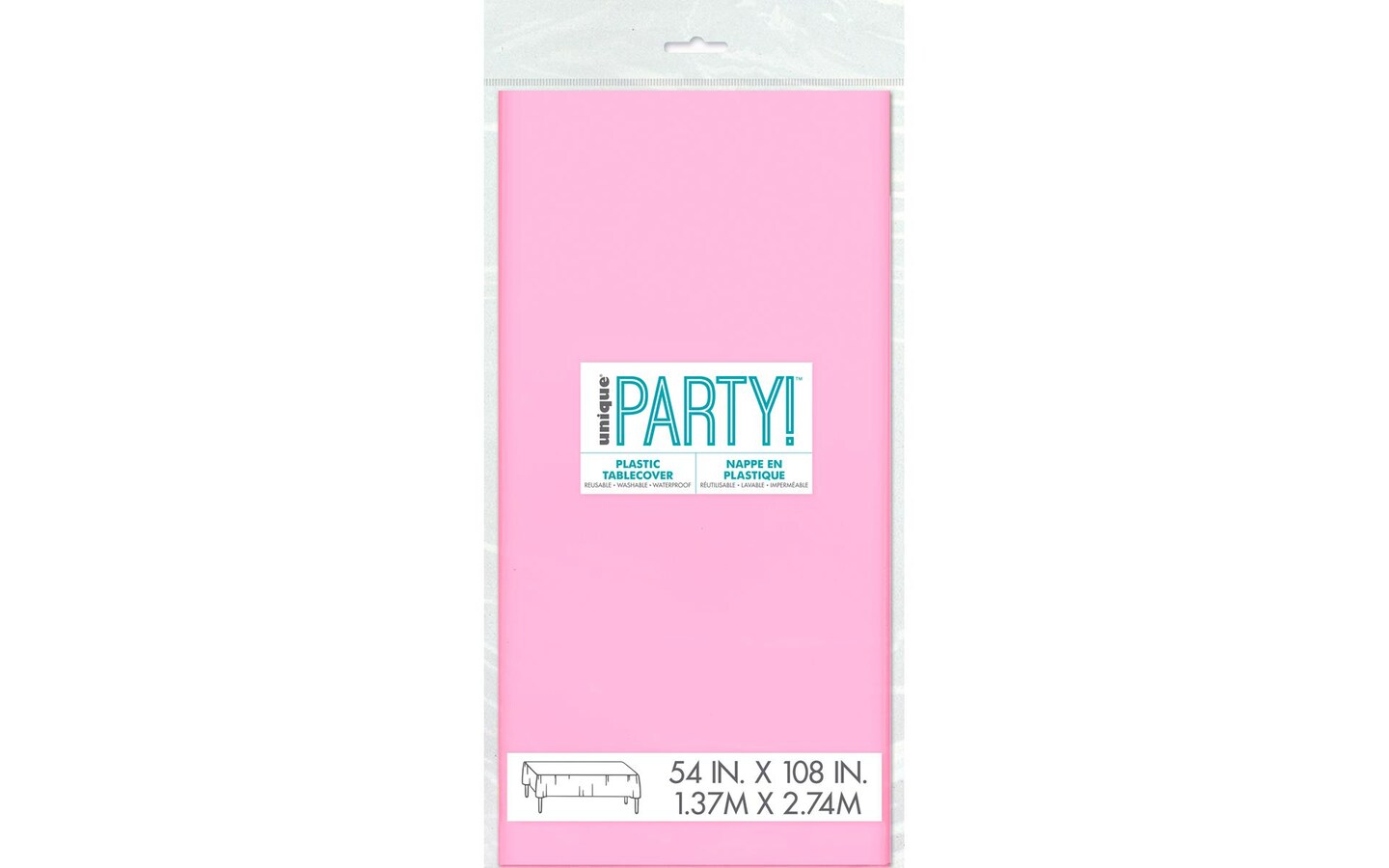 Creative Converting 11342 Plastic Tablecover – 54 X 108 Inches, Candy Pink, Durable Disposable Tablecloth - View #2