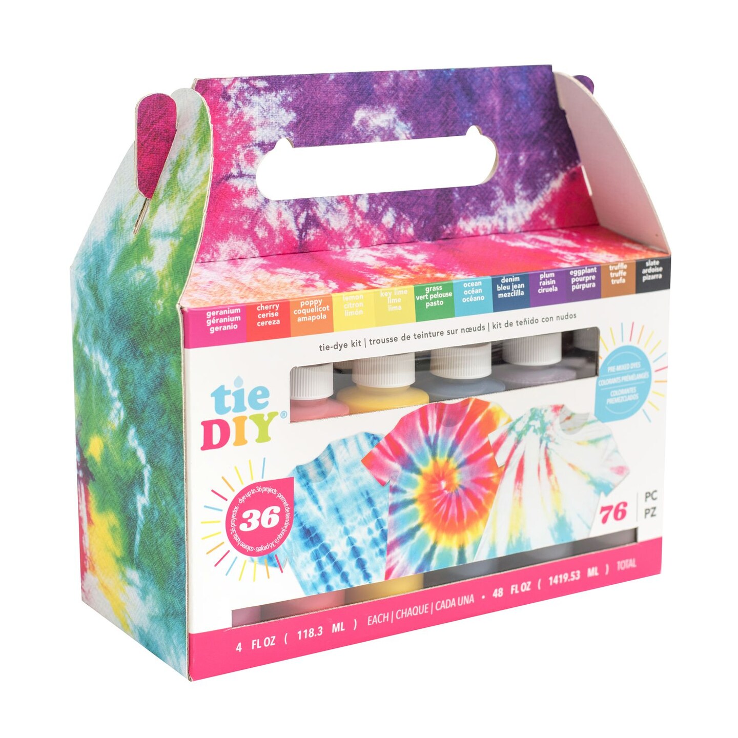 American Crafts Medium Tie Dye Kit 4oz 76/Pkg-12 Assorted Bright Colors 34003377