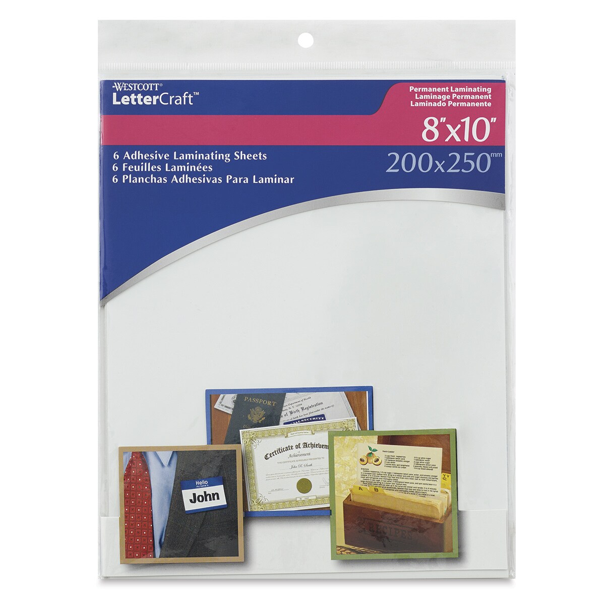 Westcott BetterLetter Self-Adhesive Laminating Sheets - 8&#x22; x 10&#x22;