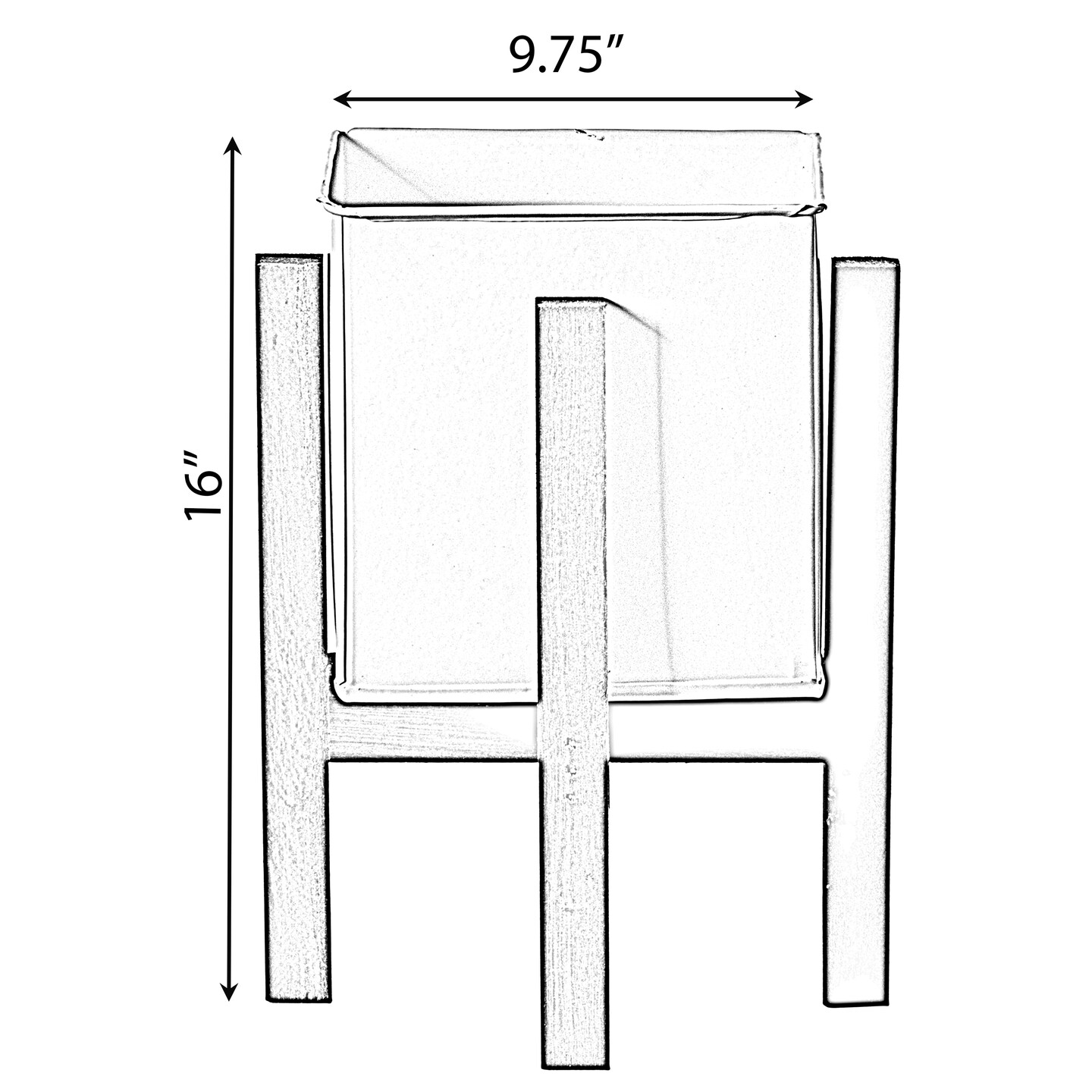 Indoor and Outdoor White Iron Planting Box with Black Wooden Frame