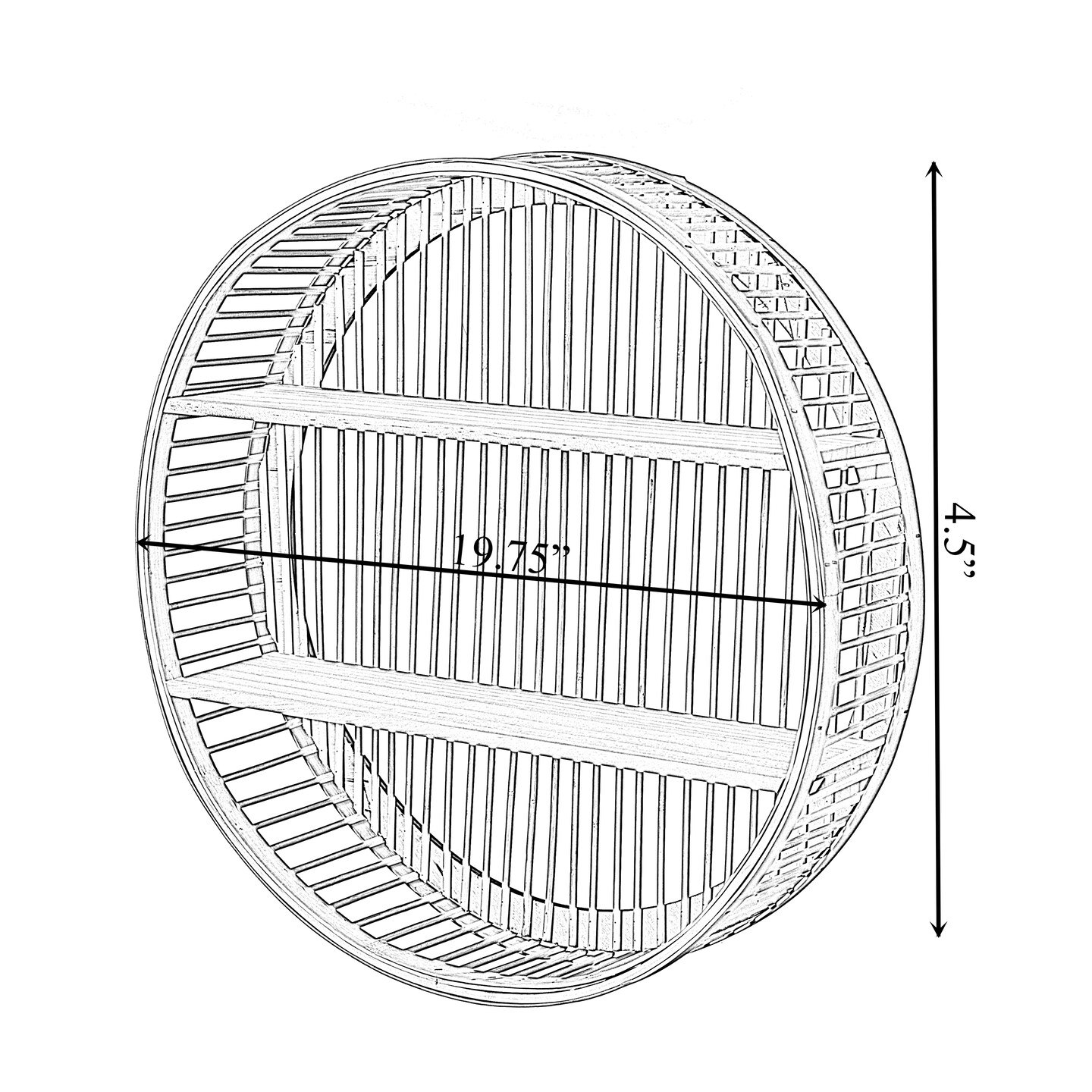 Decorative Rattan Round Display Shelf With 2 Shelves for The Dining Room, Living Room, or Office.