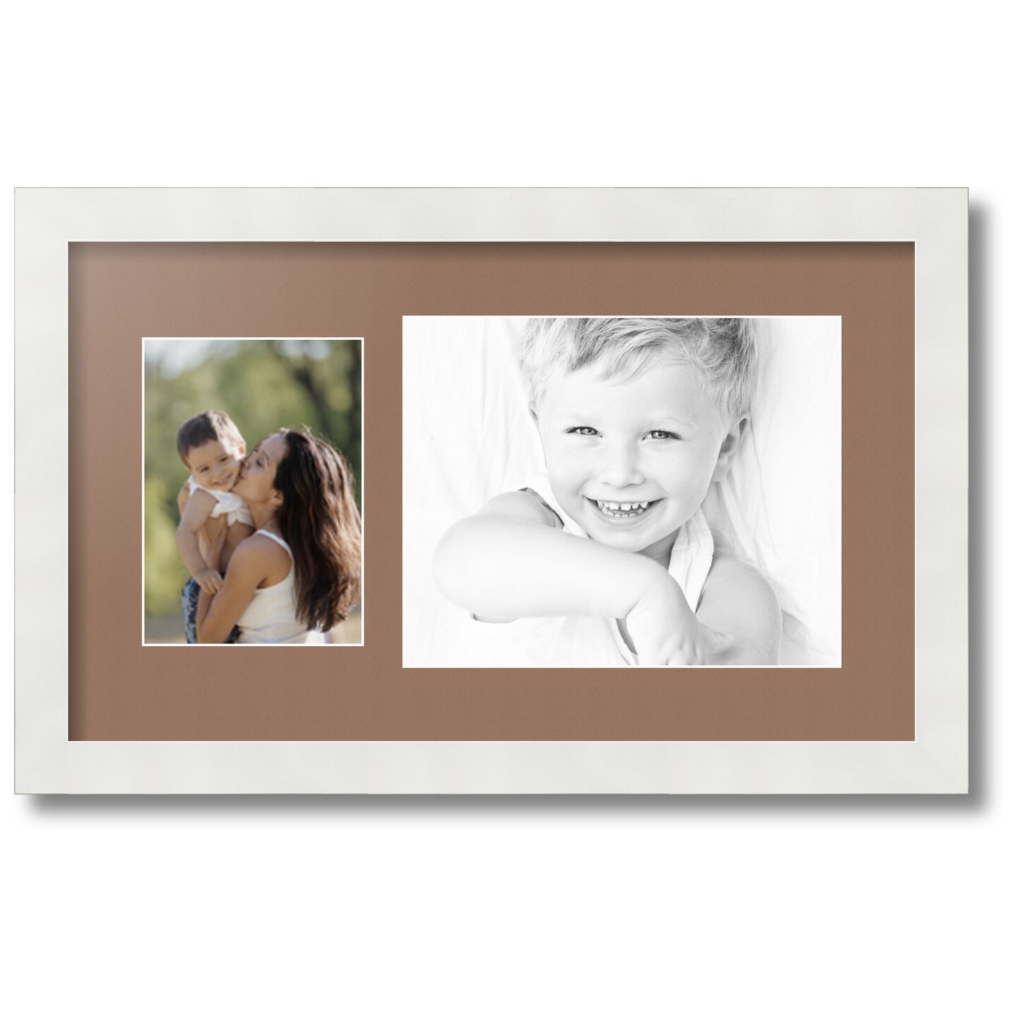ArtToFrames Collage Photo Picture Frame with 1 - 5x7, 8x10 inch Openings, Framed in White with Over 62 Mat Color Options and Regular Glass (CSM-3966-166)