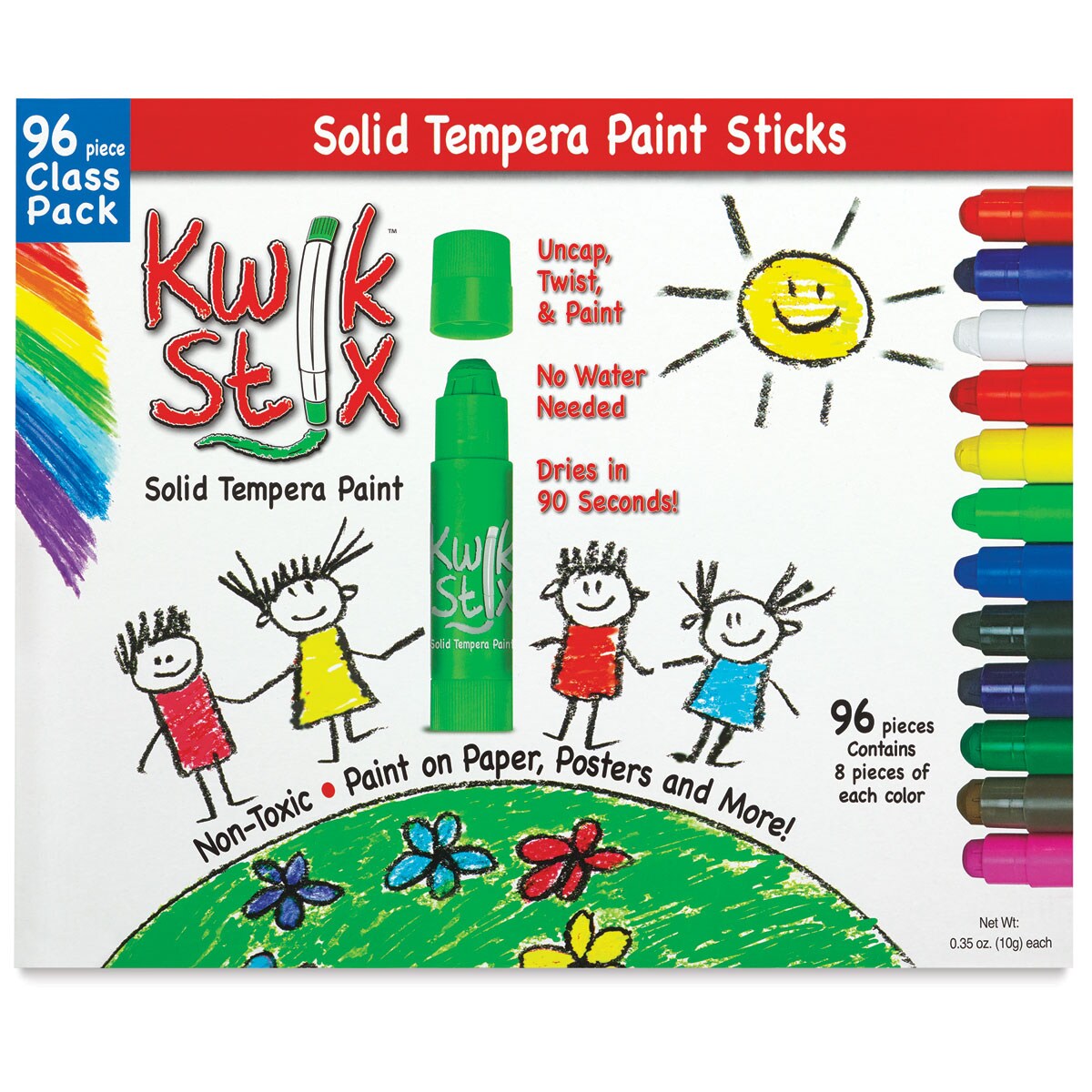 Kwik Stix Tempera Paint - Primary Colors, Set of 96