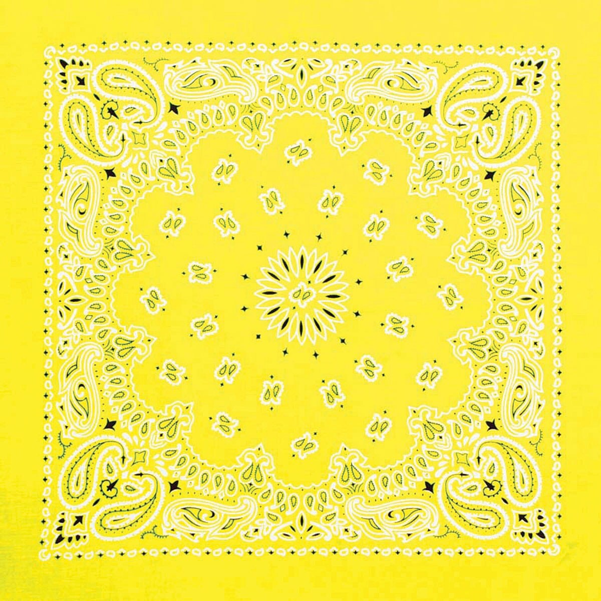 Hav-A-Hank Novelty Bandana - Neon Yellow Paisley, 22&#x22; W x 22&#x22; L