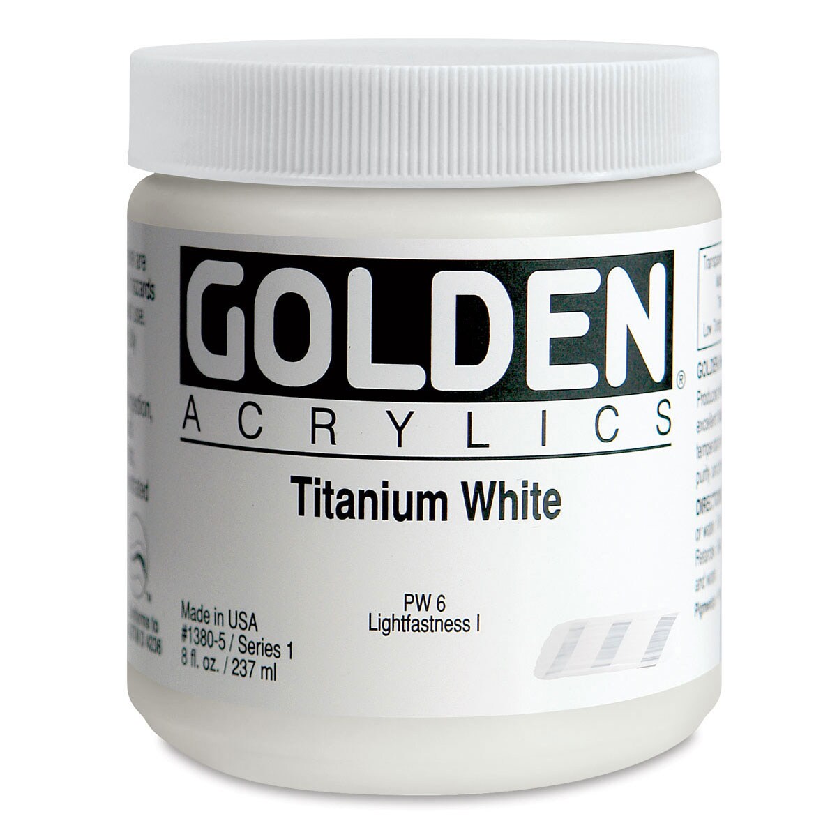 Golden Heavy Body Artist Acrylics - Titanium White, 8 oz Jar