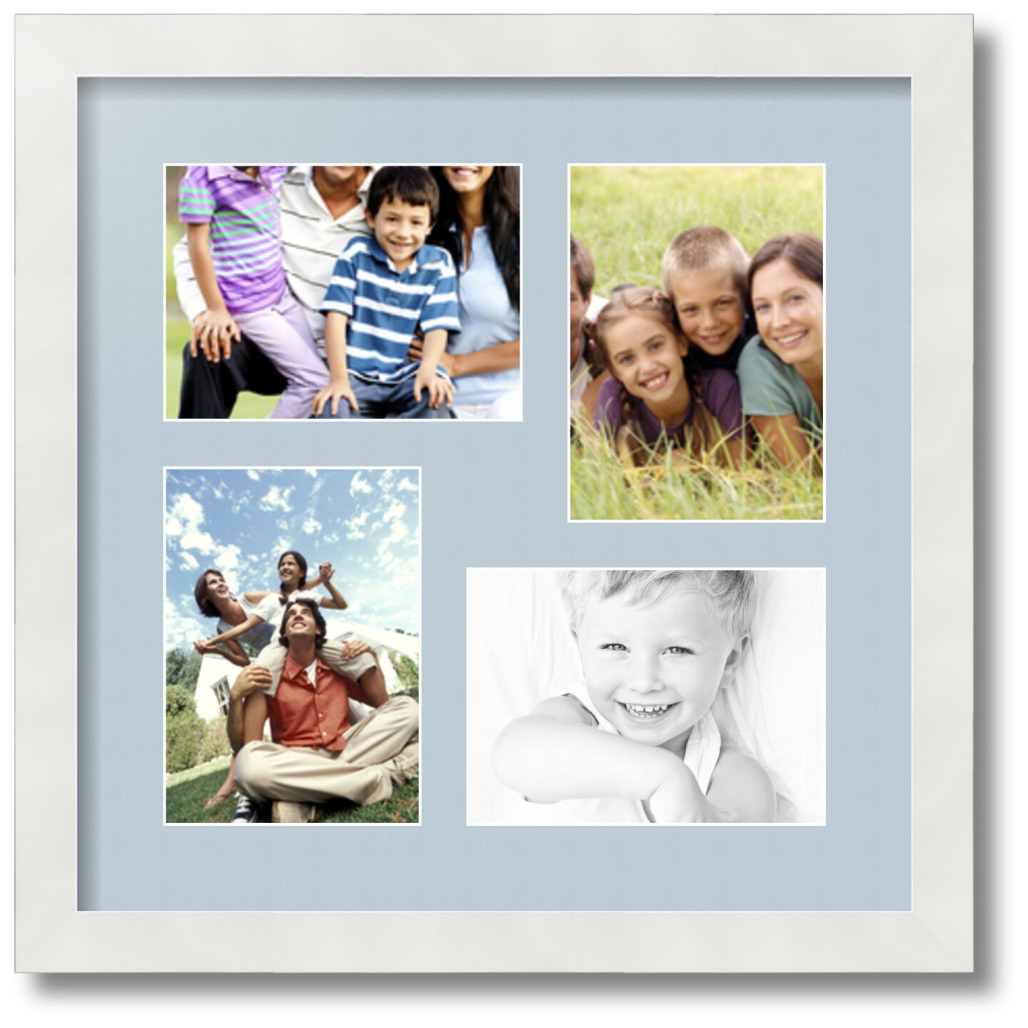 ArtToFrames Collage Photo Picture Frame with 4 - 5x7 inch Openings, Framed in White with Over 62 Mat Color Options and Plexi Glass (CSM-3966-179)
