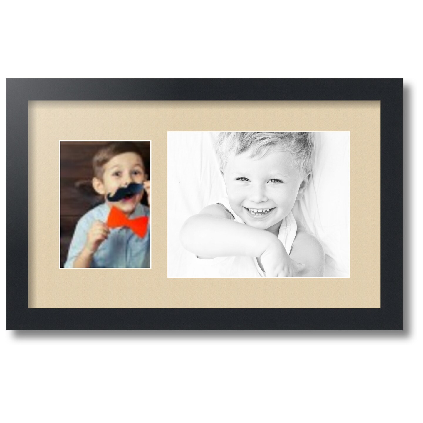 ArtToFrames Collage Photo Picture Frame with 1 - 5x7, 8x10 inch Openings, Framed in Black with Over 62 Mat Color Options and Regular Glass (CSM-3926-166)