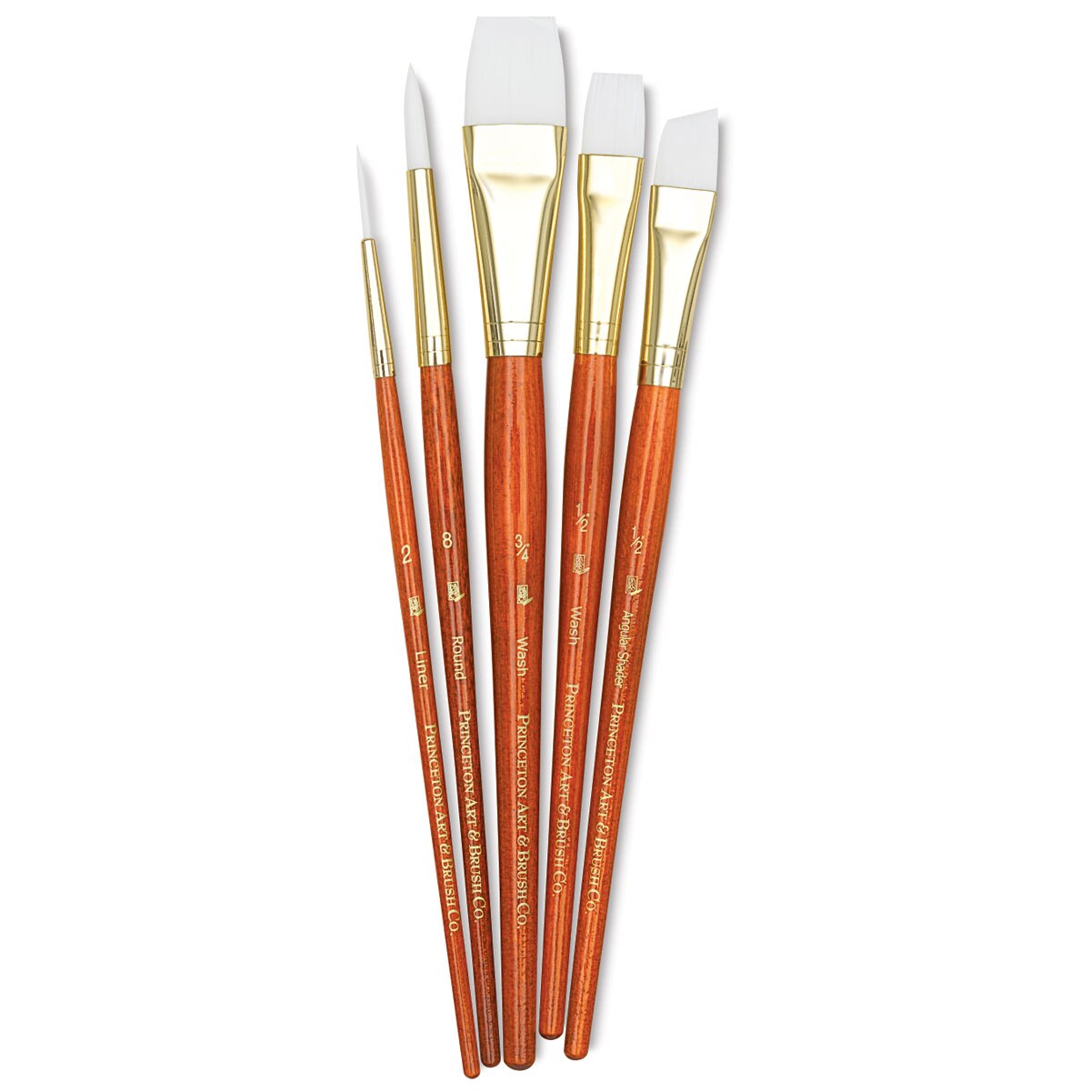 Princeton Real Value Brush Set - 9151, White Taklon, Short Handle, Set of 5