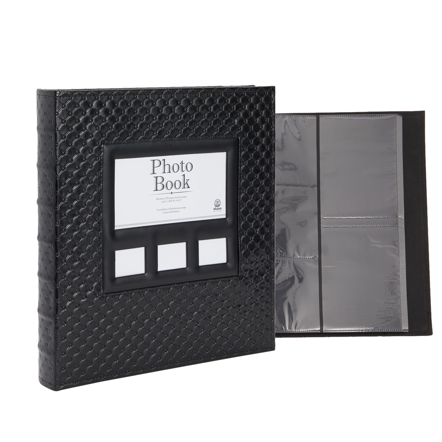 Faux Leather Wedding Photo Album, 600 Pockets for 4x6 Inch Photos (14.5 x  13.5 In)