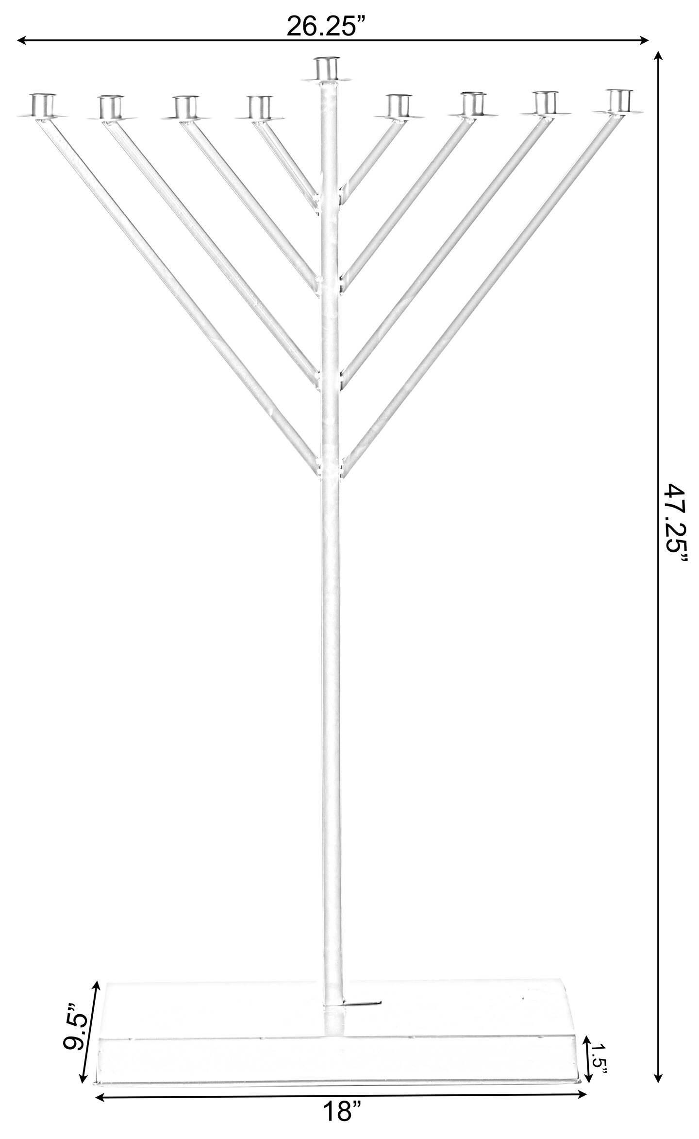 Large Metal Silver Coated Hanukkah Menorah For Synagogue