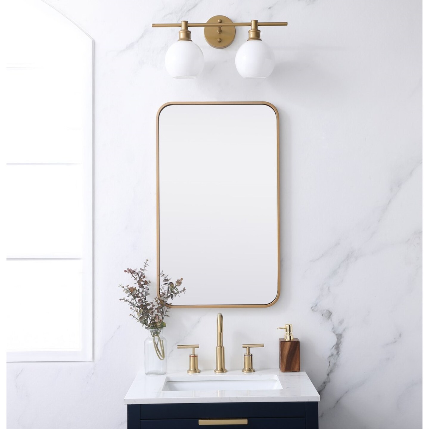 Soft corner metal rectangular mirror 18x30 inch in Brass | Mirrors ...