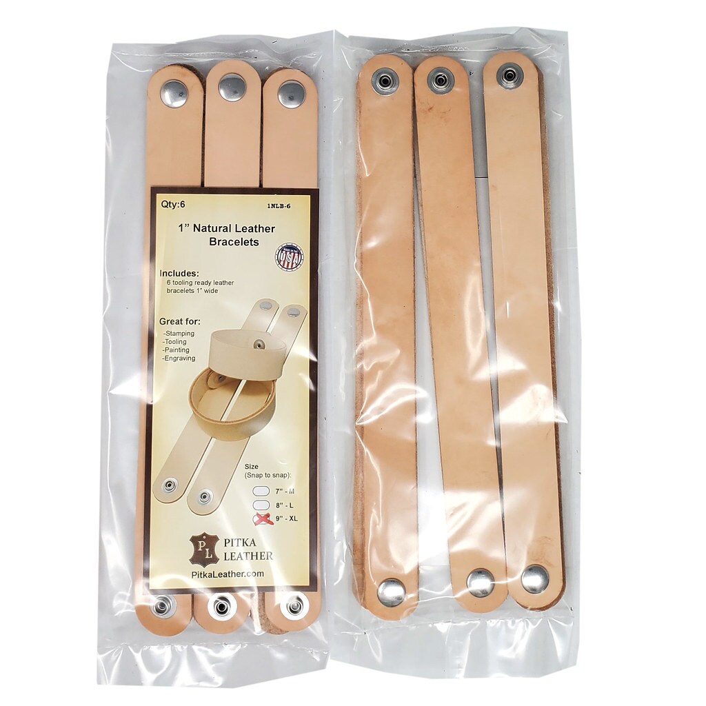 1 Inch Vegetable Leather Bracelets Blank 6 Pack - Stamping, Tooling, Engraving Ready