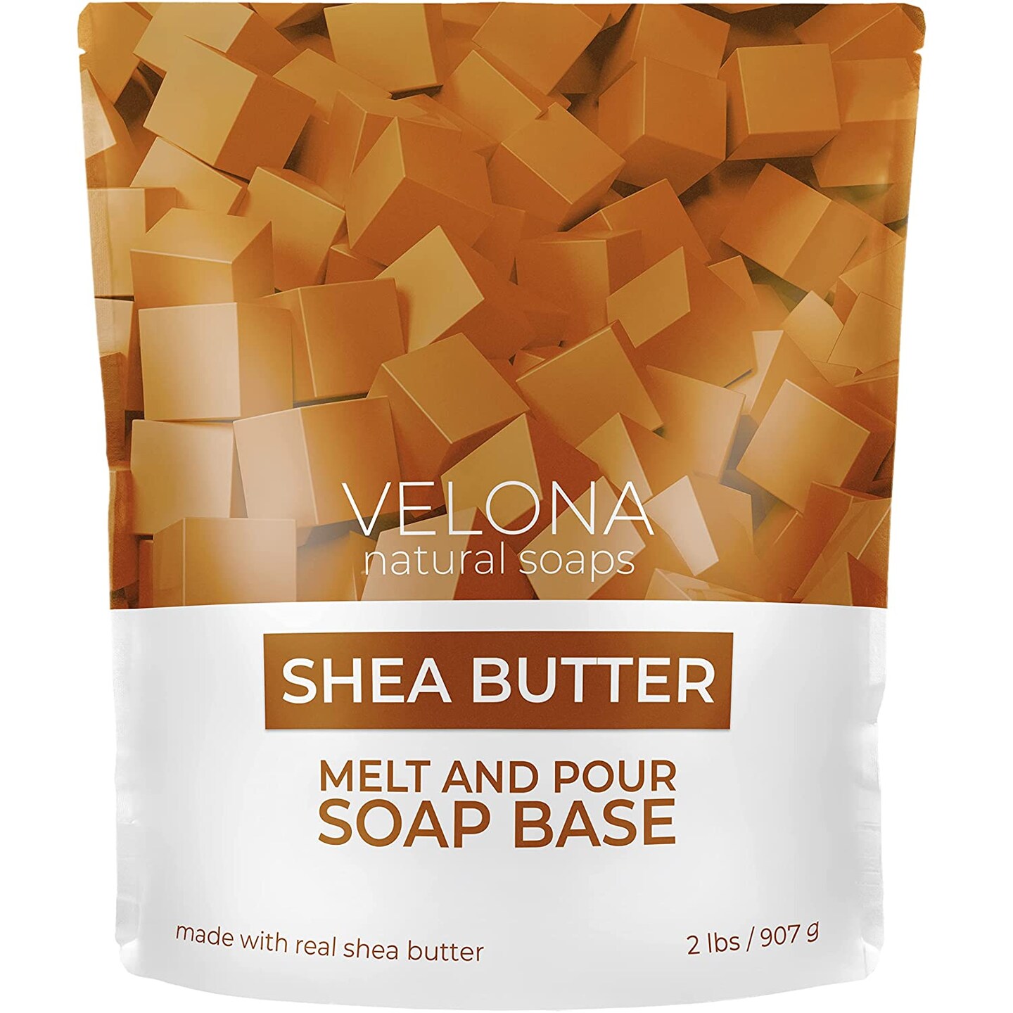 2 LB - Shea Butter Soap Base by Velona | Pre-Cut Cubes | SLS/SLES Free | Glycerin Melt and Pour | Natural Bars for The Best Result for Soap-Making
