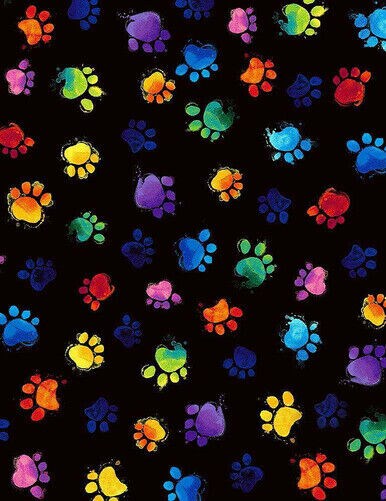 Multicolor Paws Cotton Fabric by Timeless Treasures