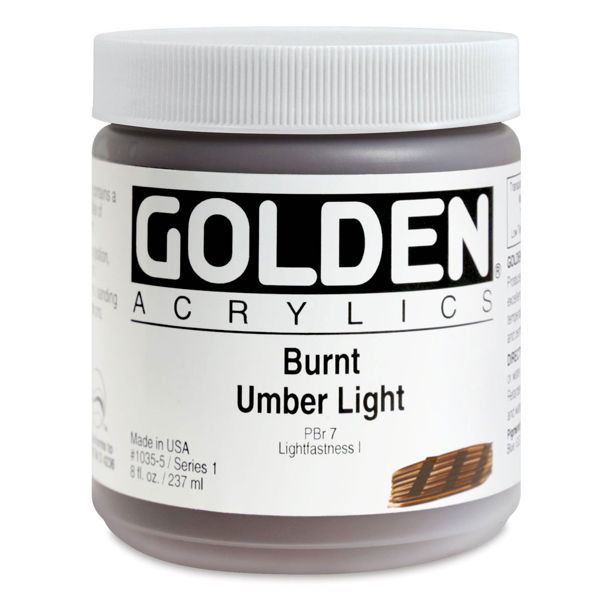 Golden Heavy Body Artist Acrylics - Burnt Umber Light, 8 oz jar