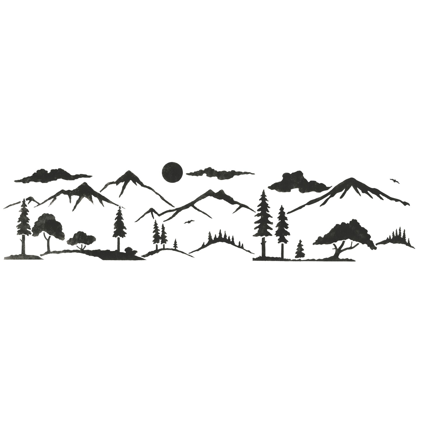 Mountain Silhouette Landscape Wall Stencil | 3146 by Designer Stencils | Animal & Nature Stencils | Reusable Art Craft Stencils for Painting on Walls, Canvas, Wood | Reusable Plastic Paint Stencil for Home Makeover | Easy to Use & Clean Art Stencil