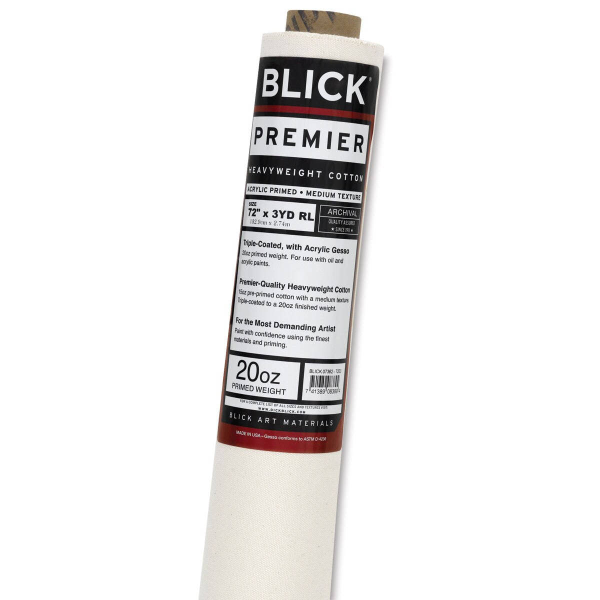 Blick Acrylic Primed Cotton Canvas - Premier Heavyweight, 72&#x22; x 3 yd, Acrylic Primed, by the Roll