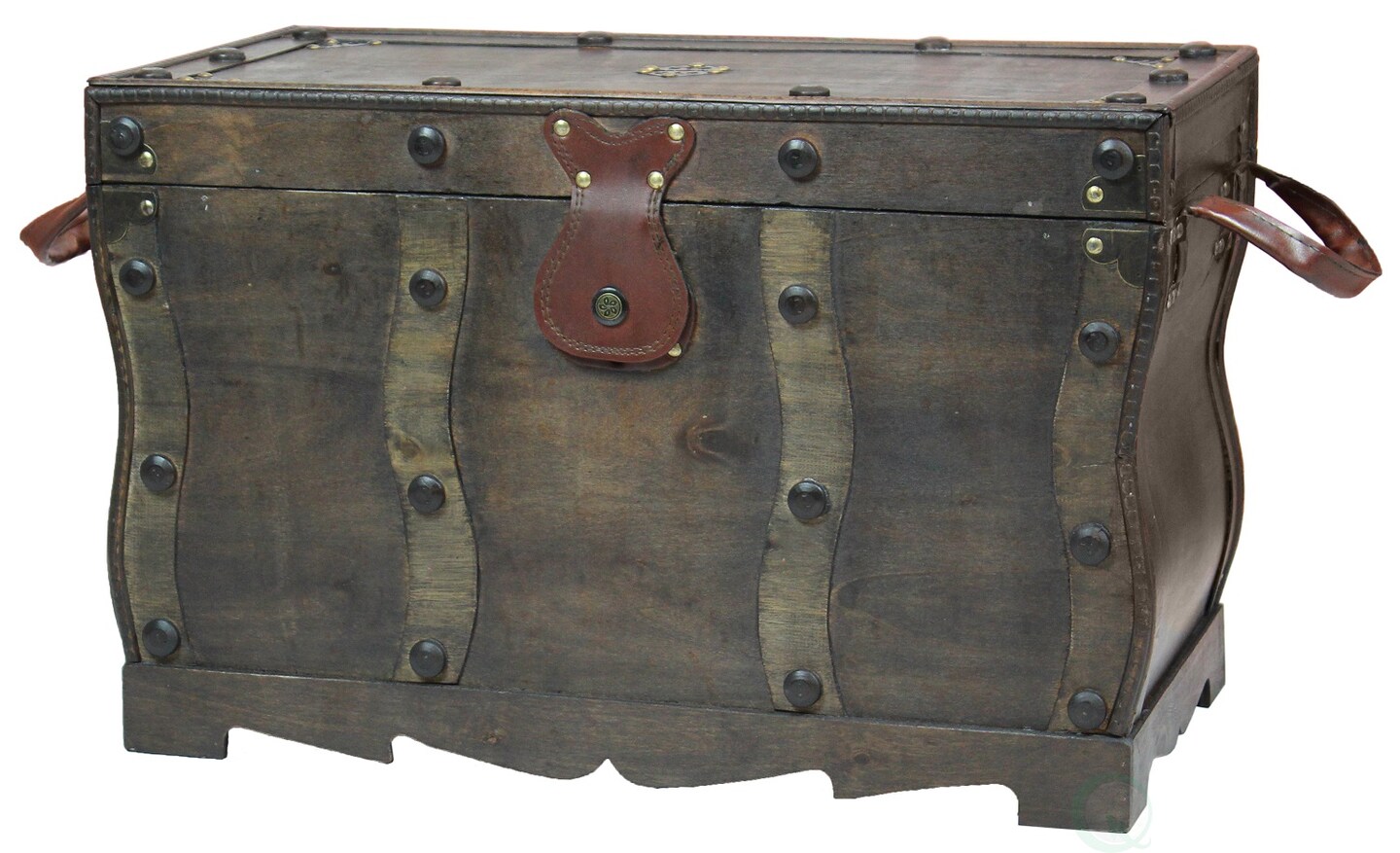 Antique Style Distressed Wooden Pirate Treasure Chest, Coffee Table Trunk