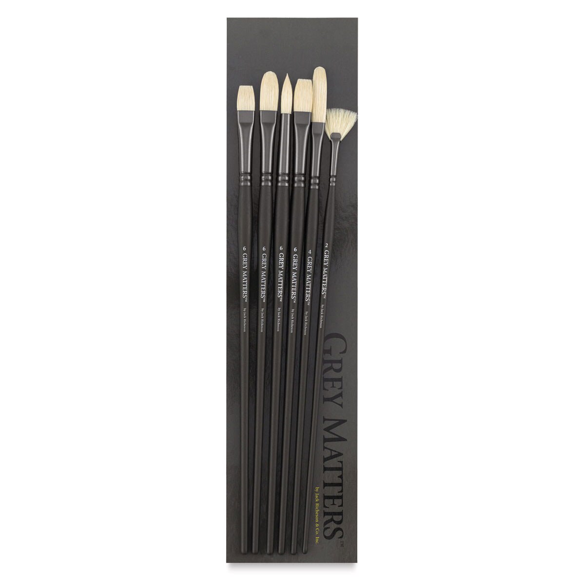 Richeson Grey Matters Brush Set - Bristle Oil Brushes, Long Handle, Set of 6