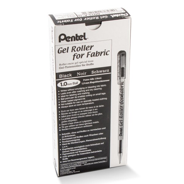 Pentel Arts Gel Roller For Fabric, (1.0mm) Bold Lines, Permanent, Black Ink