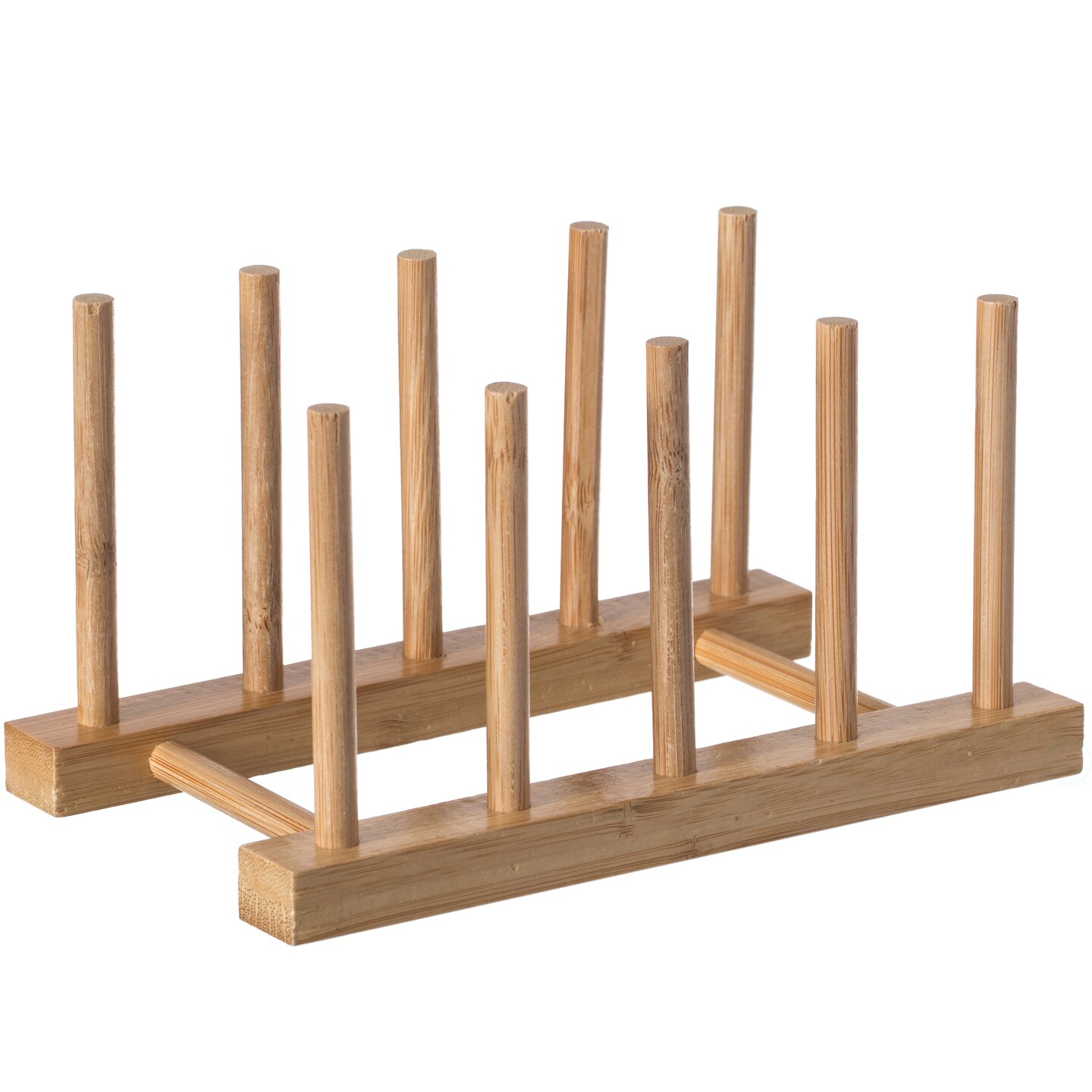 Set of 2 Bamboo Wooden Dish Drainer Rack, Plate Rack, And Drying ...